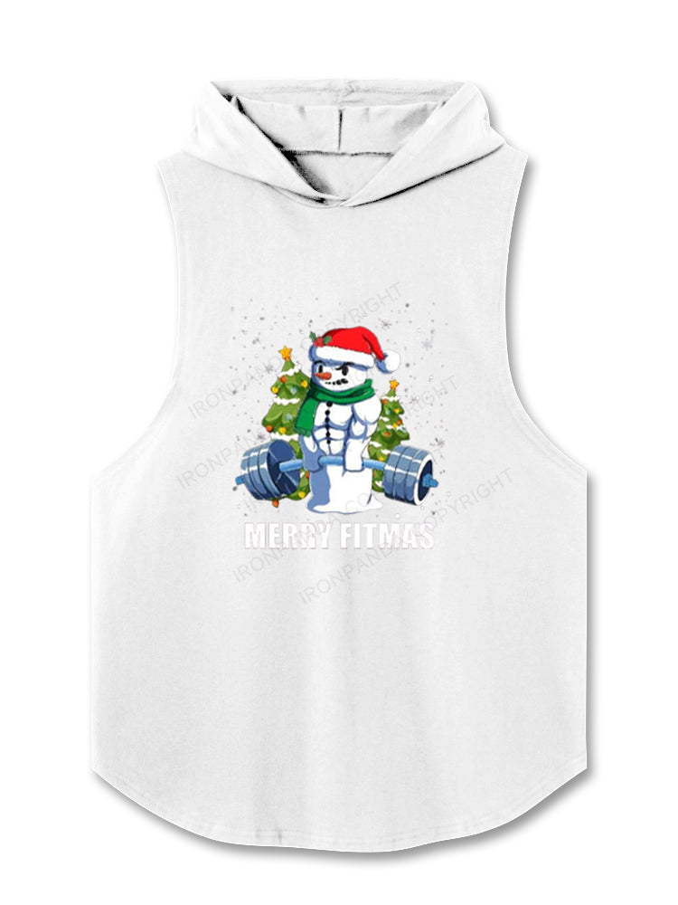 Merry Fitmas snowman Hooded Tank