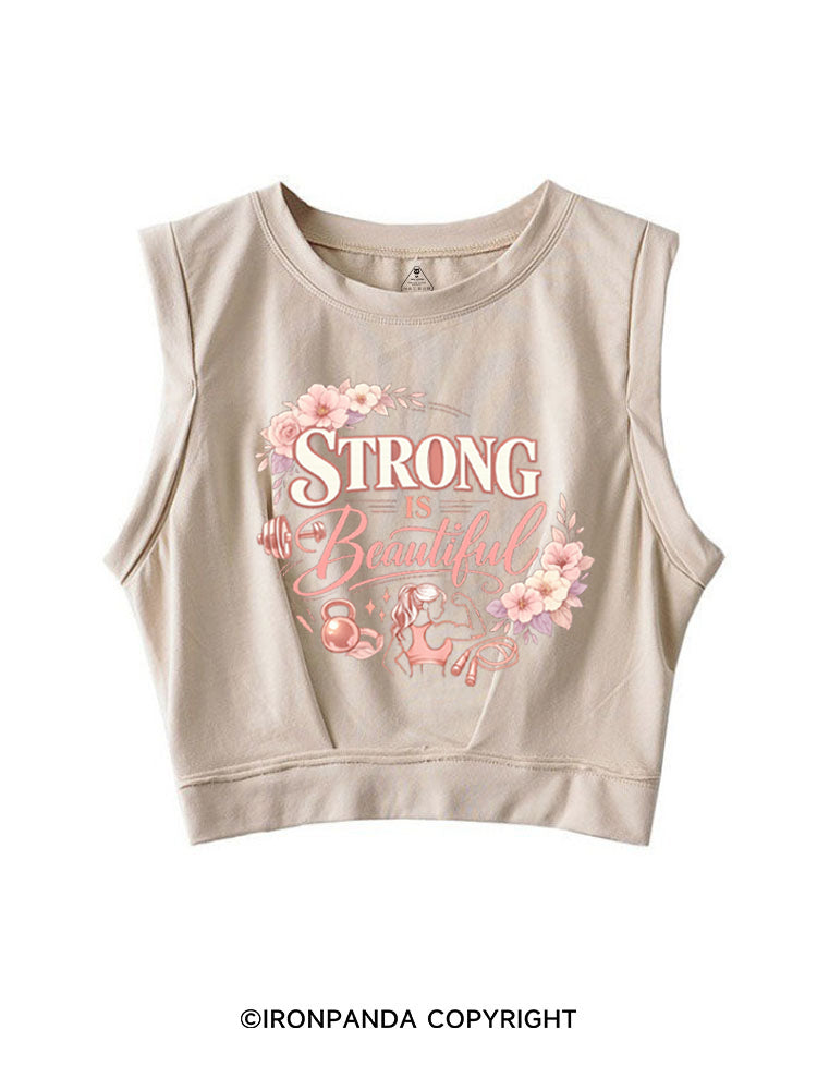 Strong Is Beautiful Floral SLEEVELESS CROP TOPS