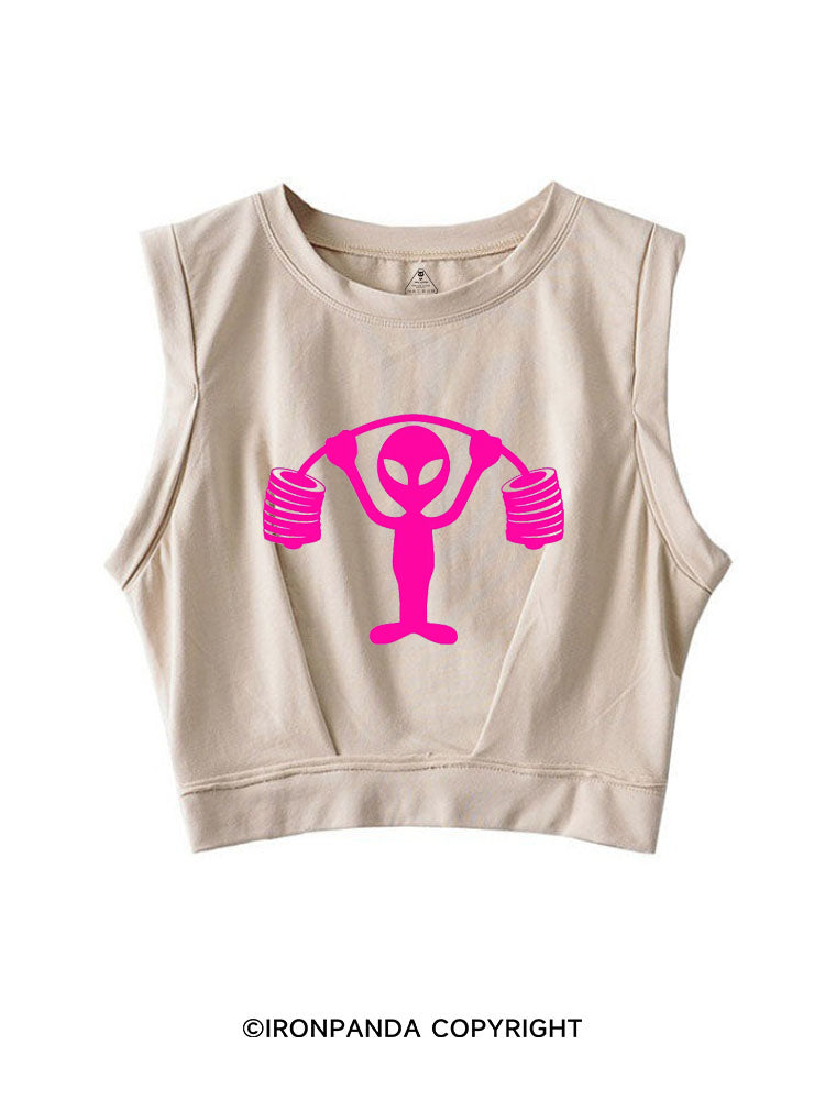 PINK ALIEN POWERLIFTING SLEEVELESS CROP TOPS
