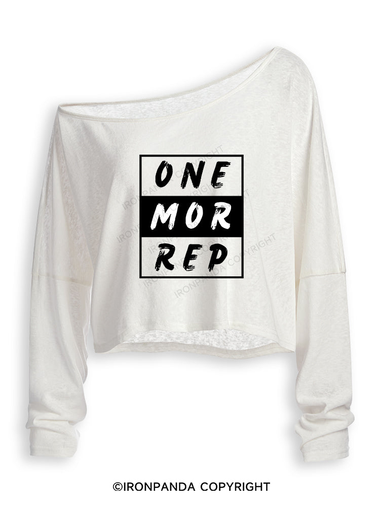 ONE MORE REP POSITIVE GYM STYLE Off Shoulder Long Sleeve Crop Top