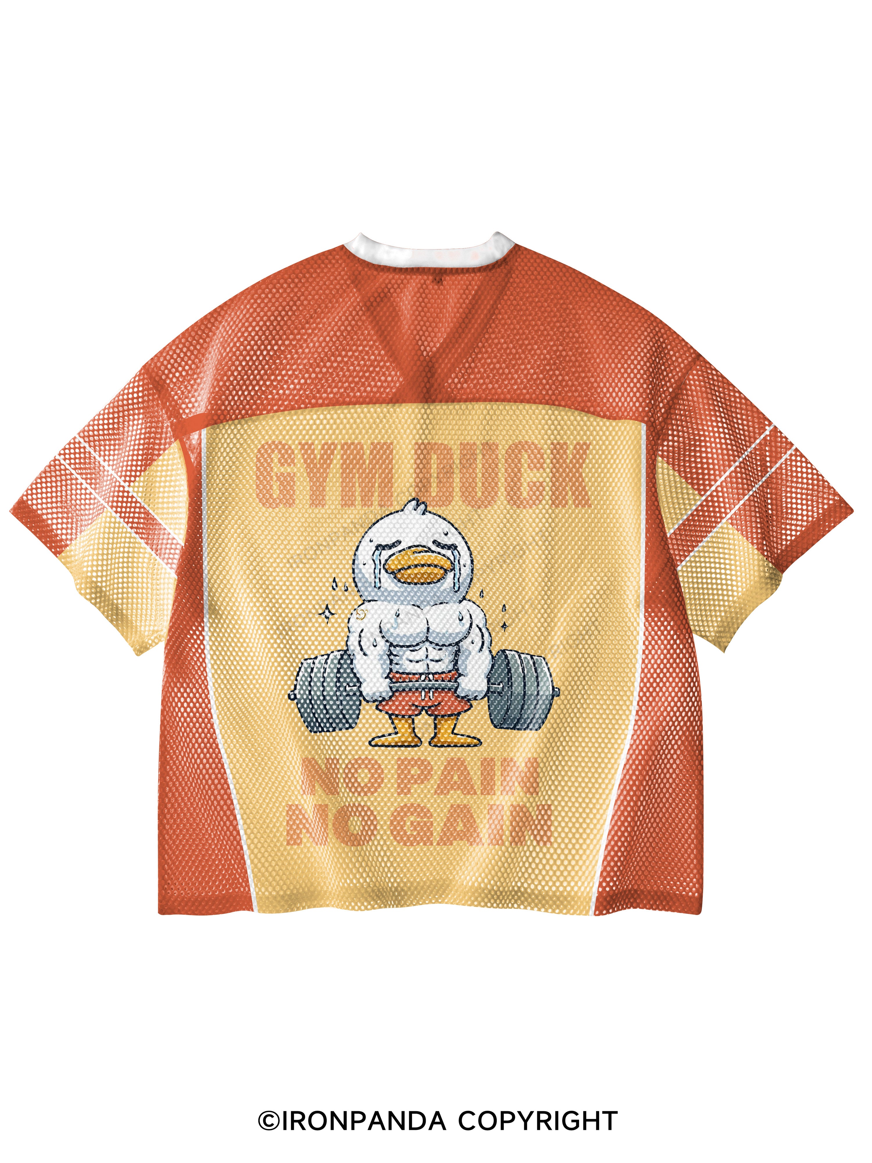 No Pain No Gain Duck V-Neck Open Hole Mesh Top