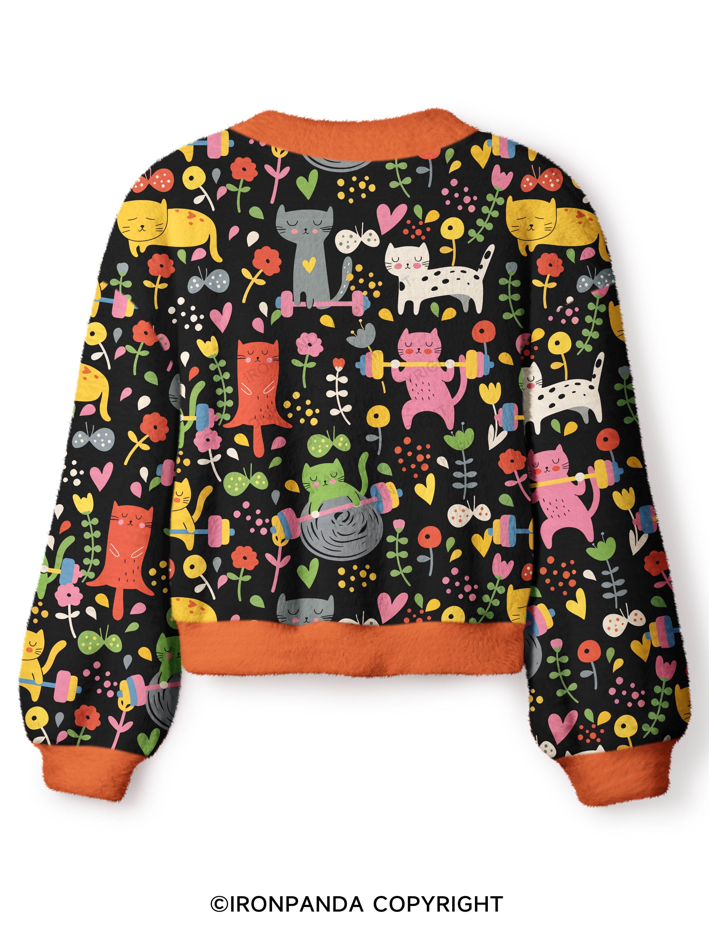 Cats Lift Heavy Crop Ugly Cardigan Sweater
