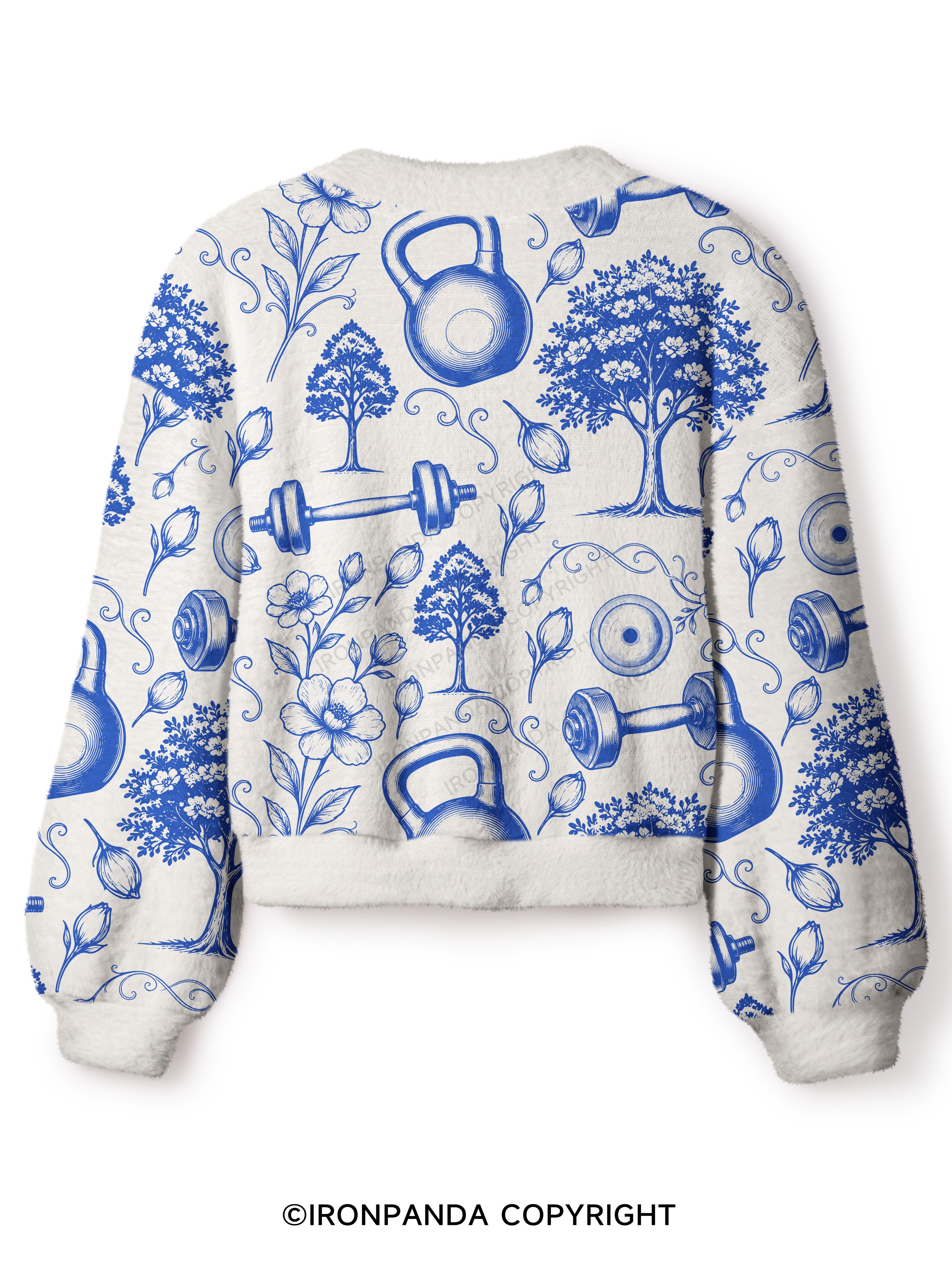 Botanical Lifting Toile Crop Ugly Cardigan Sweater