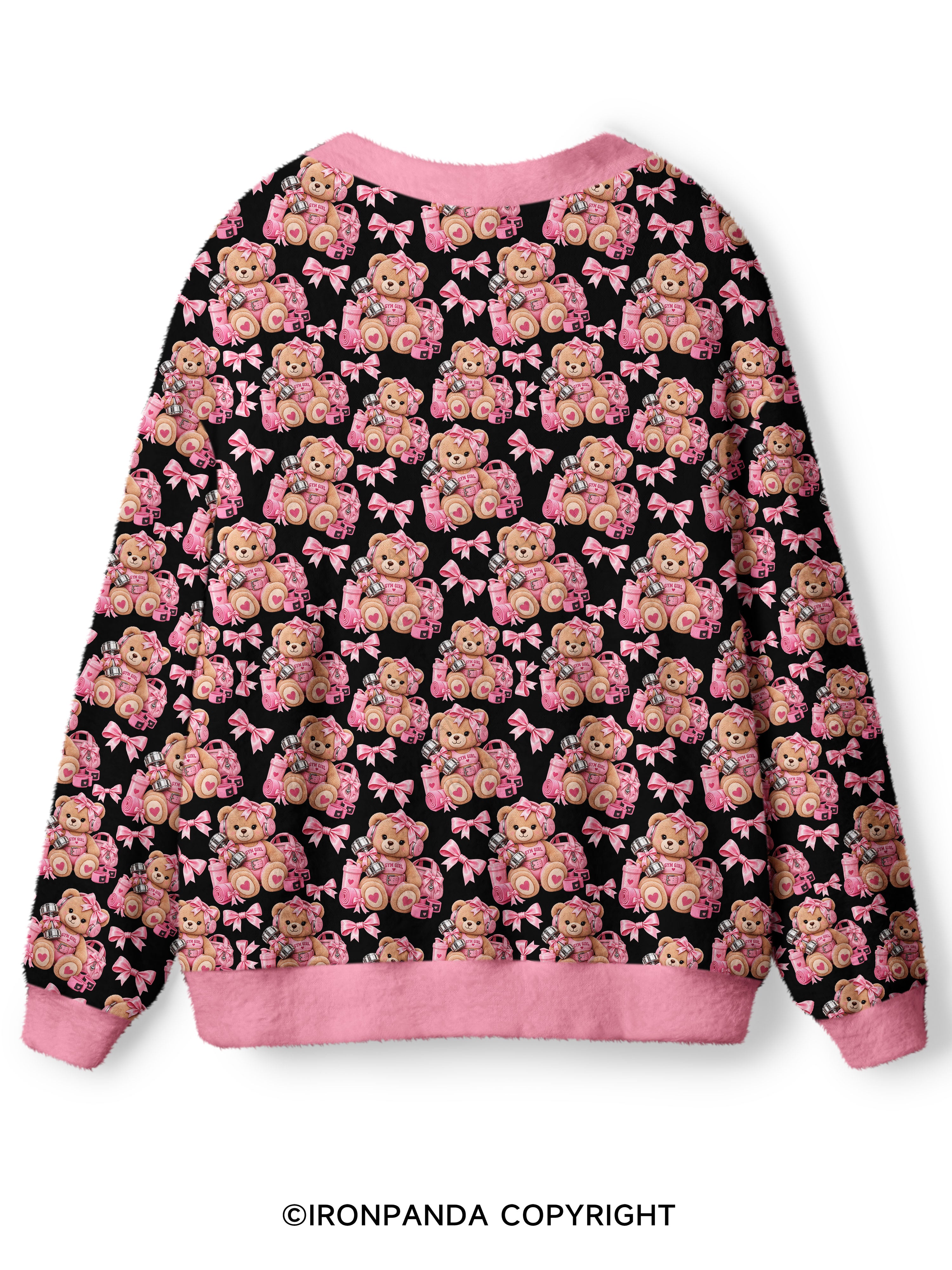 GYM GIRLIE TEDDY BEAR Ugly Cardigan Sweater