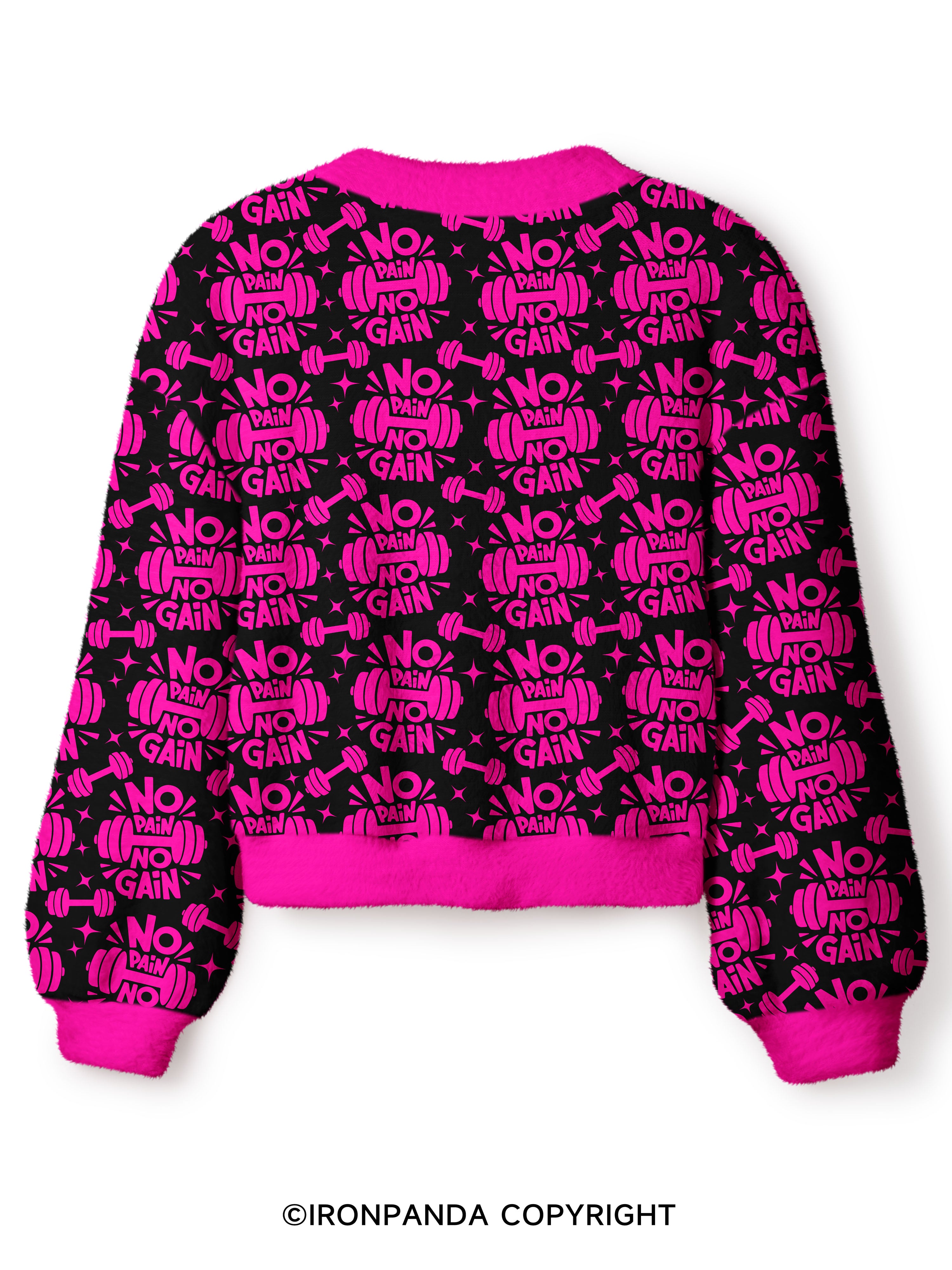 No Pain No Gain Crop Ugly Cardigan Sweater