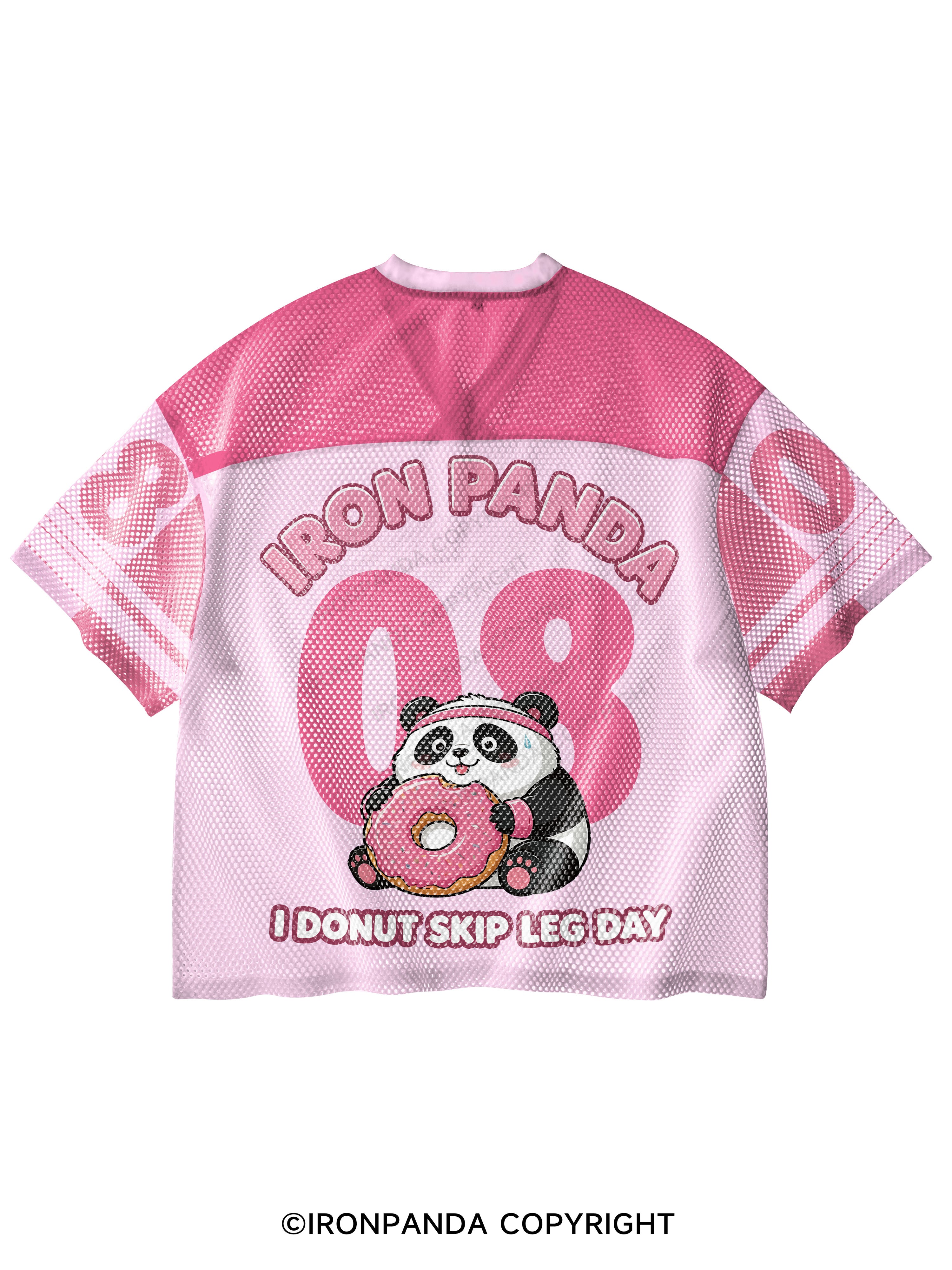 I DOUNT SKIP LEG DAY  I SKIP EVERYTHING ELSE PANDA V-Neck Open Hole Mesh Top