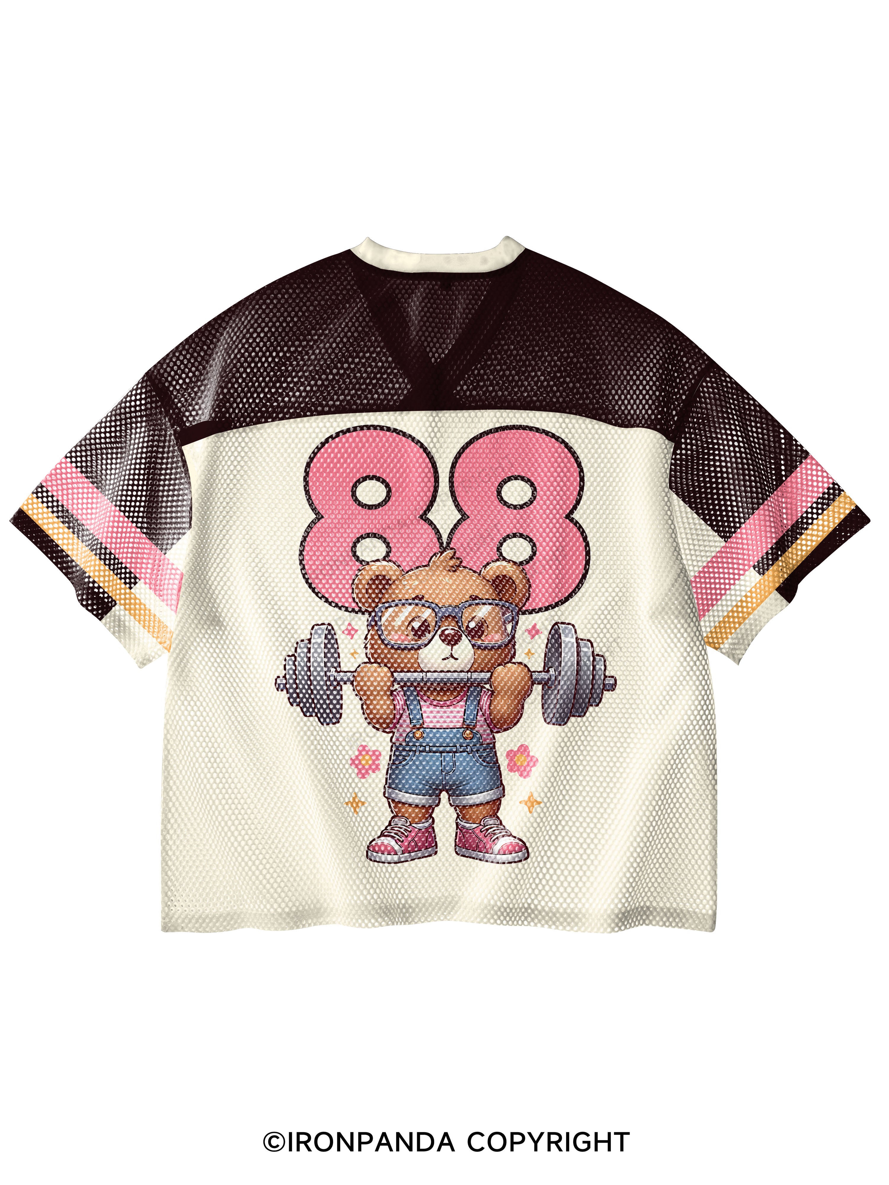 KINDA STRONG, SORTA FLUFFY V-Neck Open Hole Mesh Top