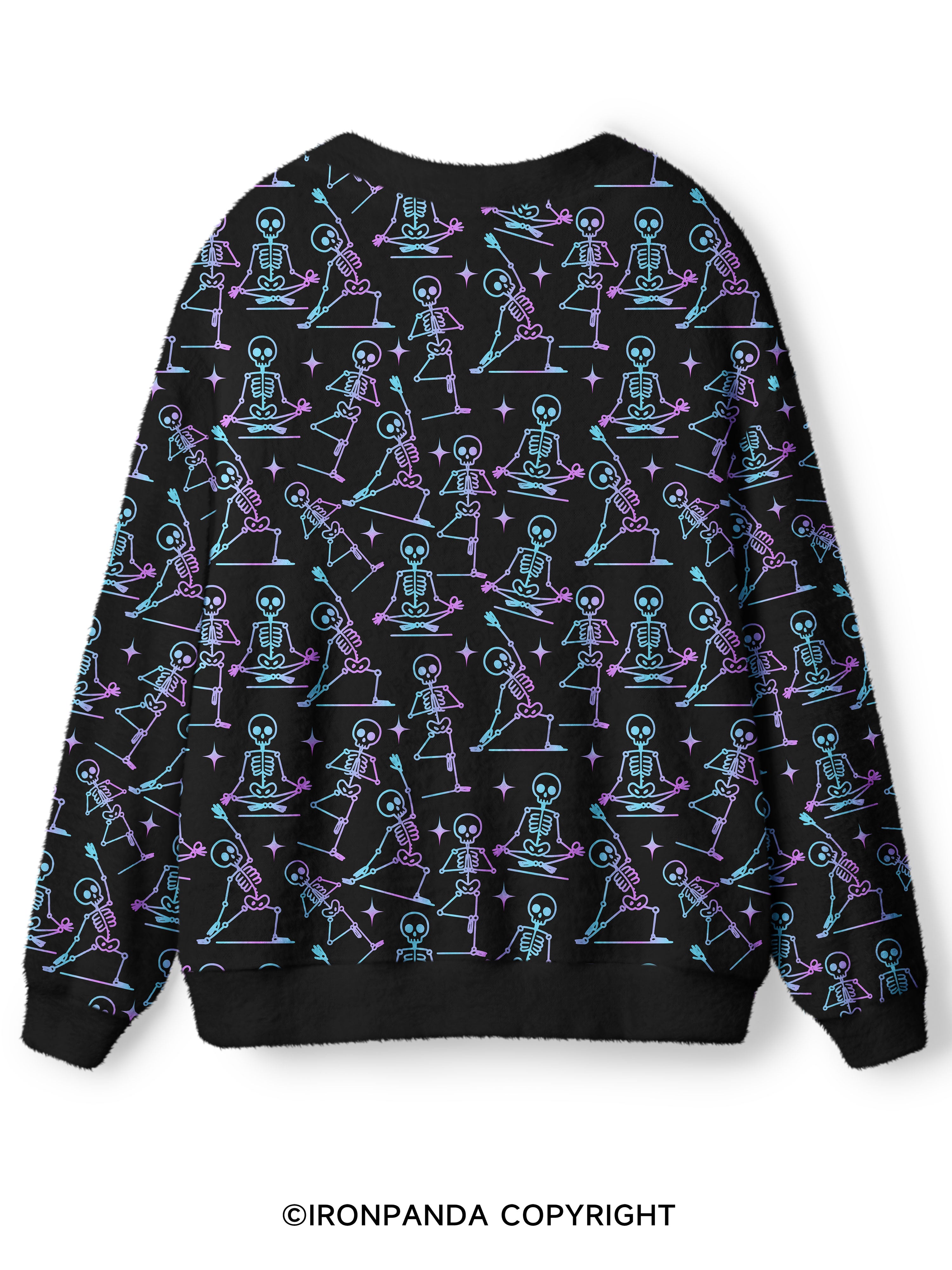 ZEN TO THE BONE SKELETON Ugly Cardigan Sweater