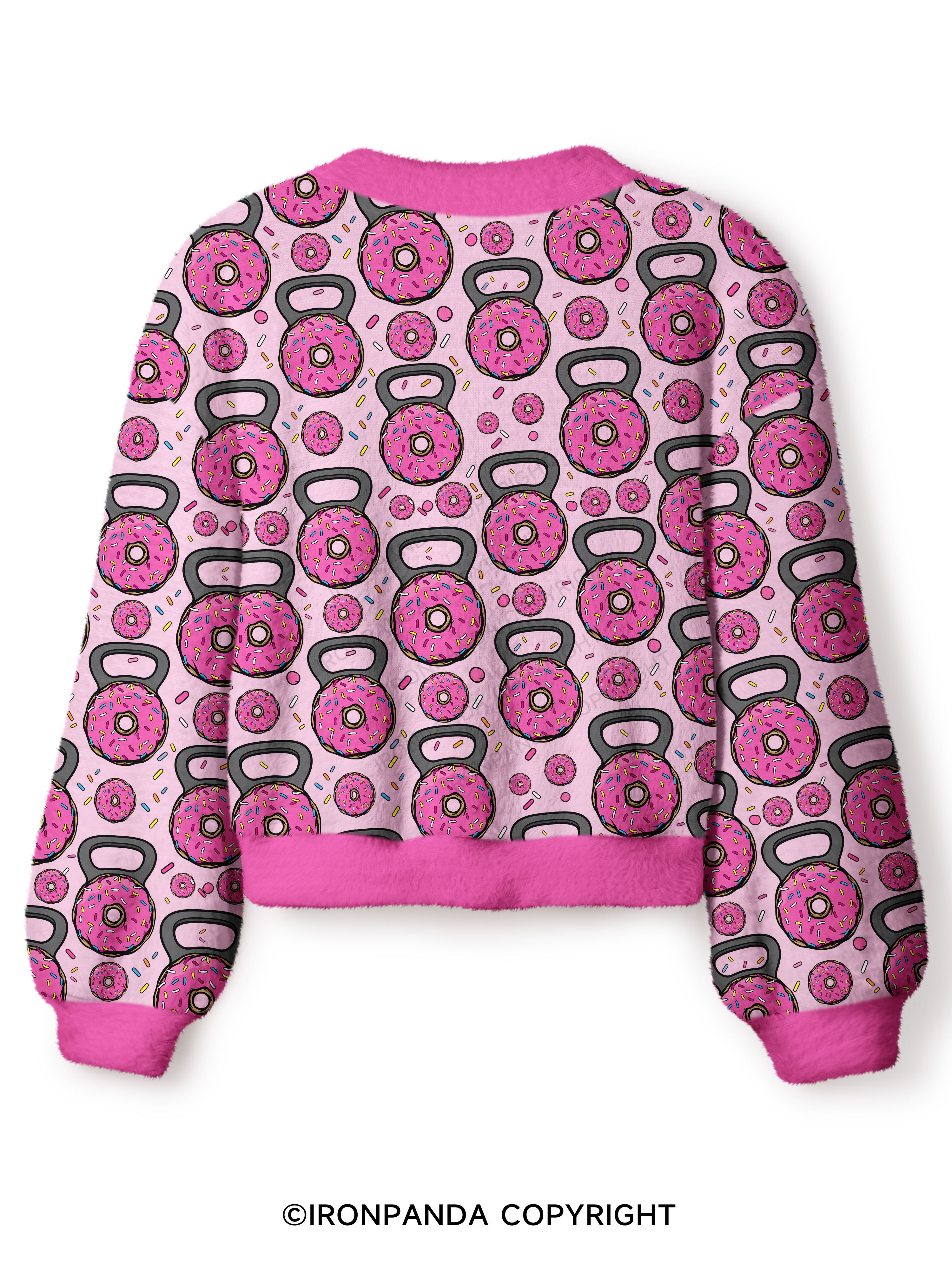 DONUT BARBELL GYM Crop Ugly Cardigan Sweater