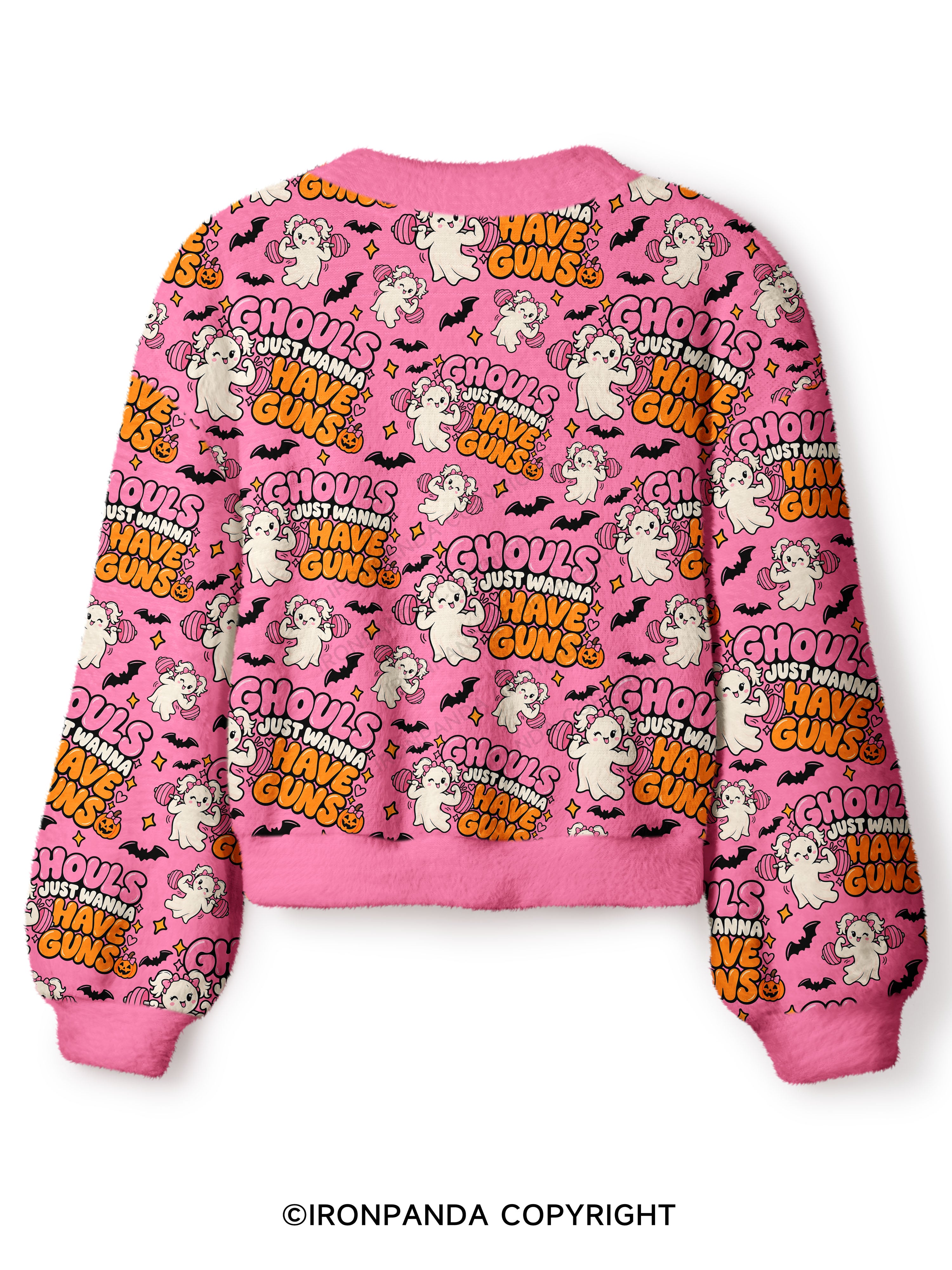 GHOULS JUST WANNA HAVE GUNS Crop Ugly Cardigan Sweater