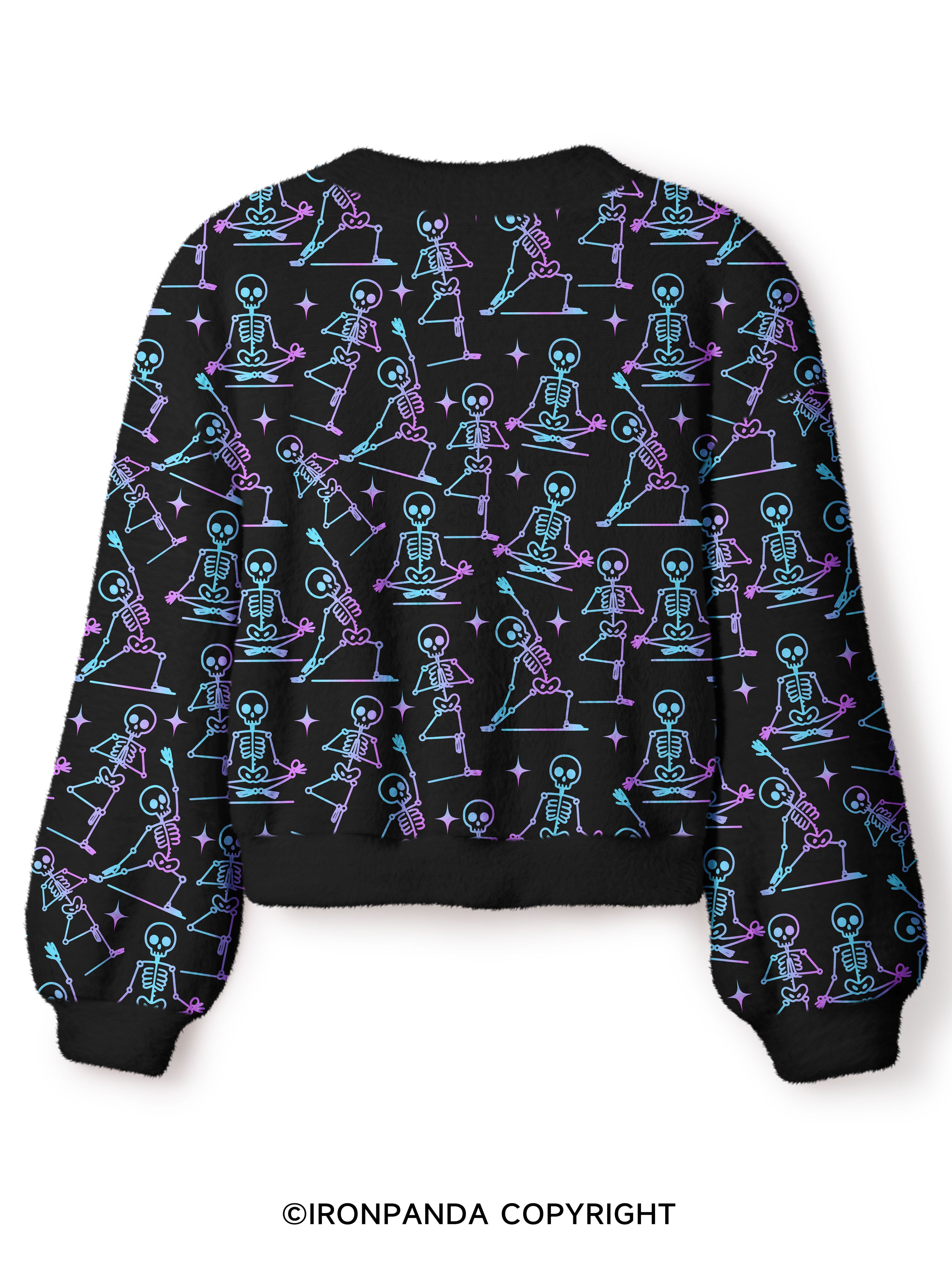 ZEN TO THE BONE SKELETON Crop Ugly Cardigan Sweater
