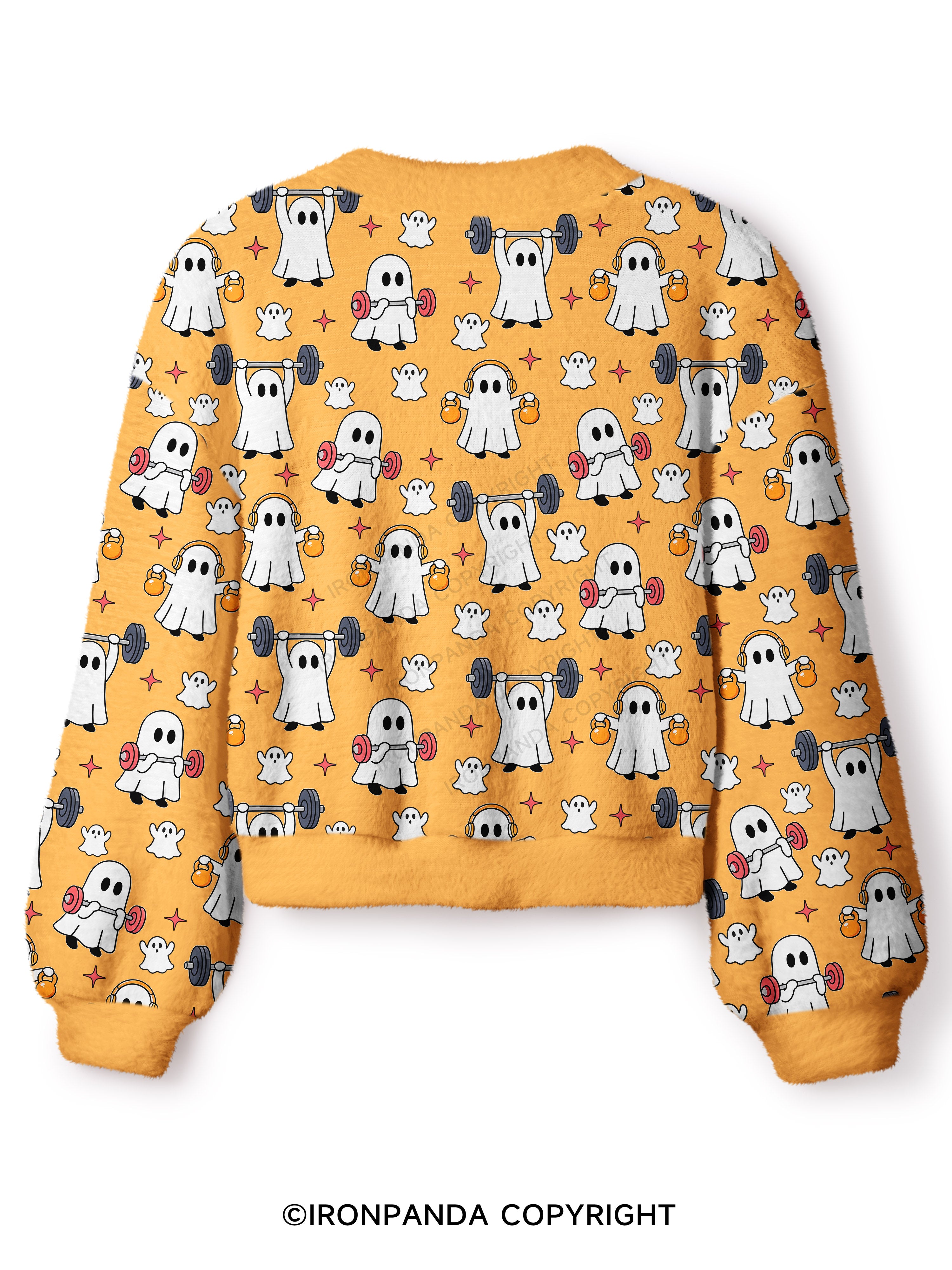 GHOST HALLOWEEN WORKOUT FITNESS Crop Ugly Cardigan Sweater
