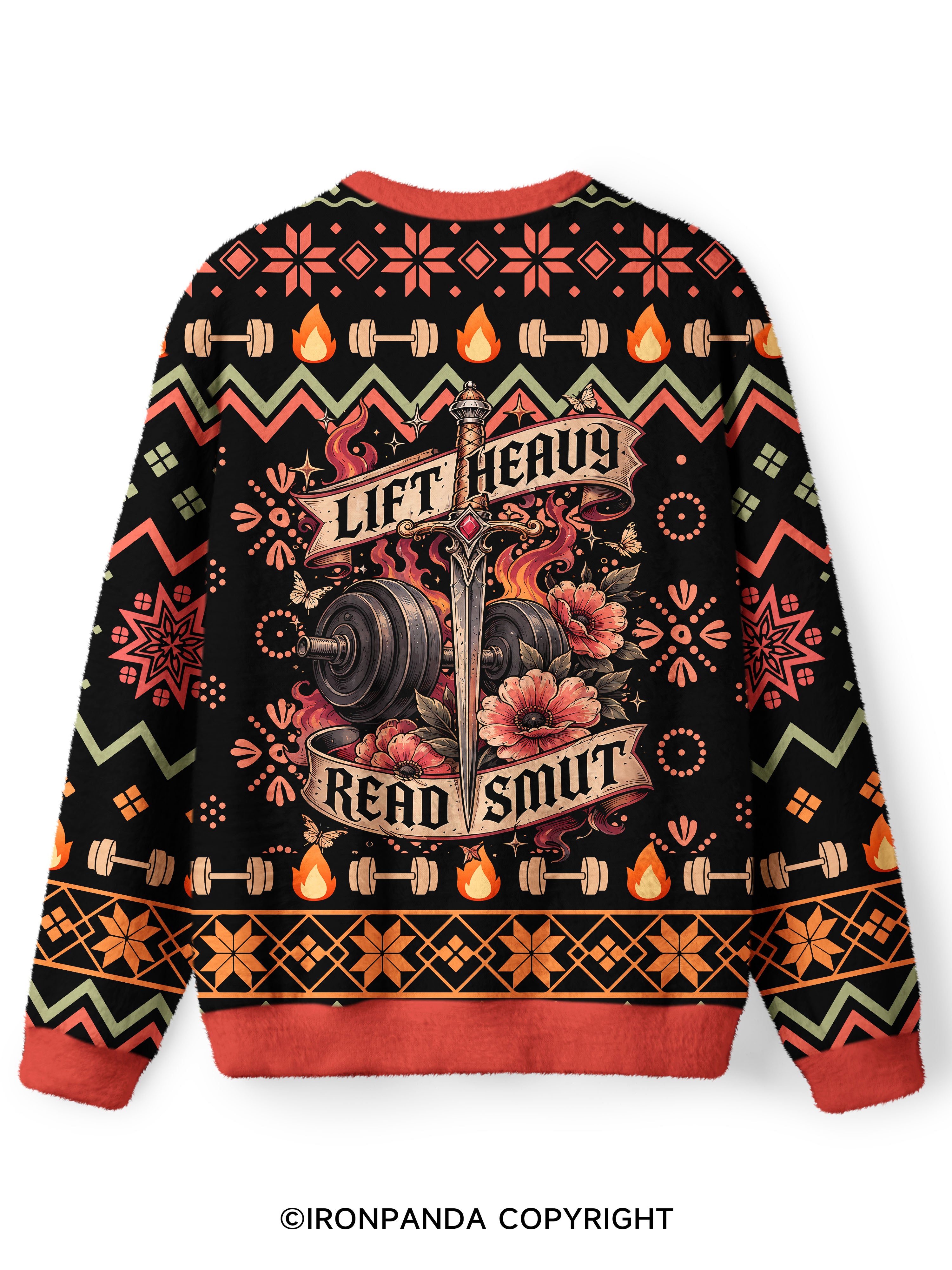 Lift Heavy Read Smut Ugly Fuzzy Fleece Sweater