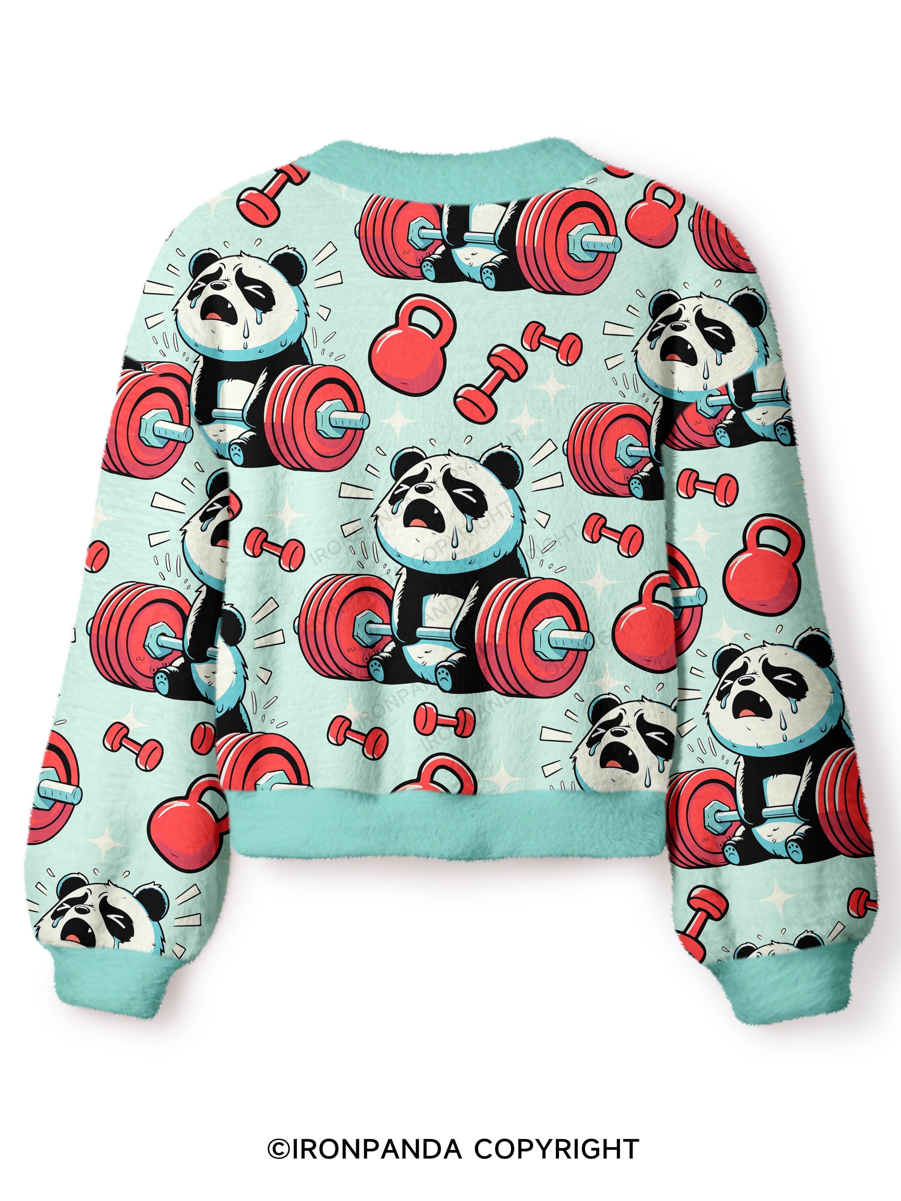 don't fart panda Crop Ugly Cardigan Sweater