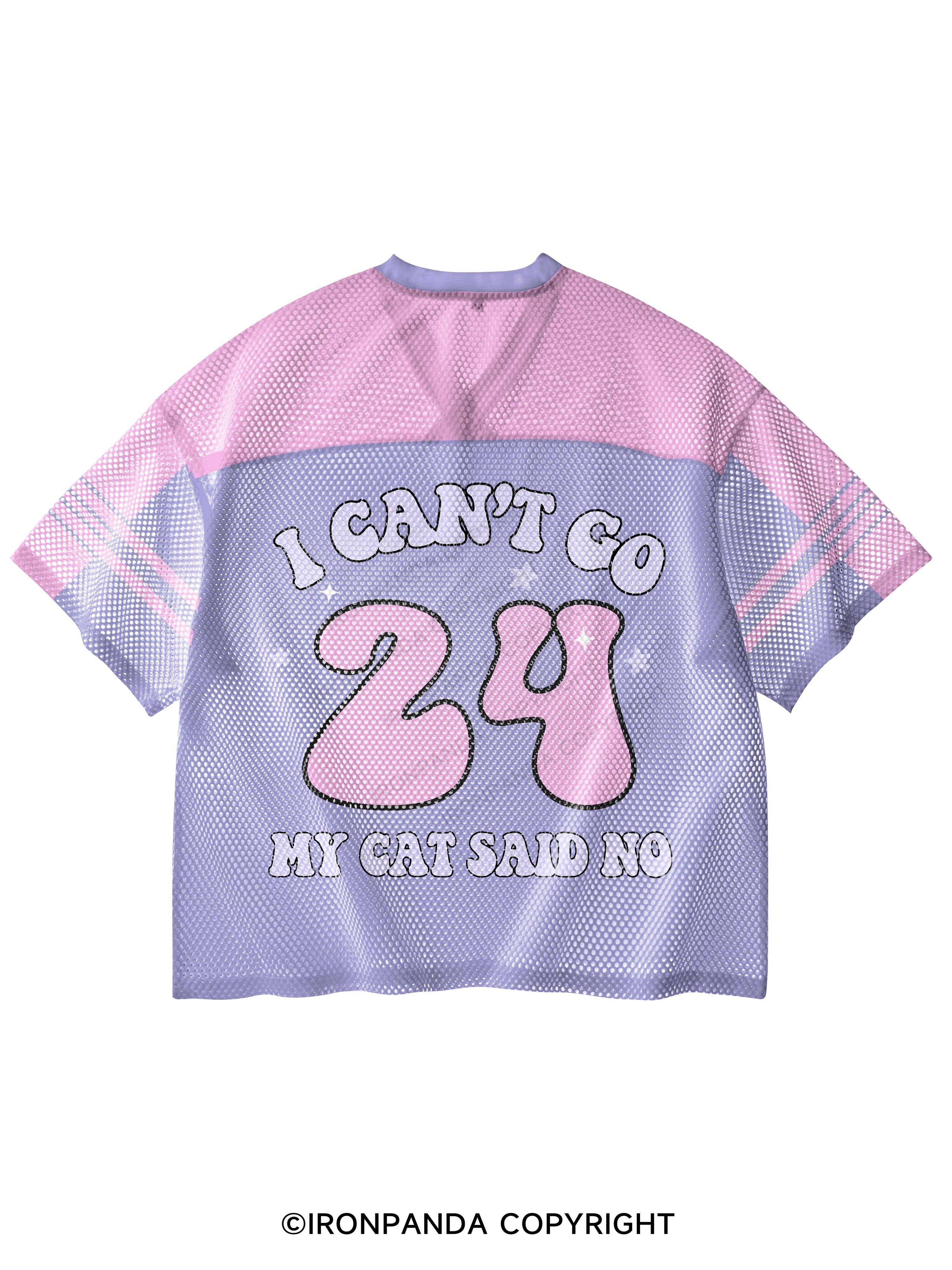 I CAN'T GO MY CAT SAID NO V-Neck Open Hole Mesh Top