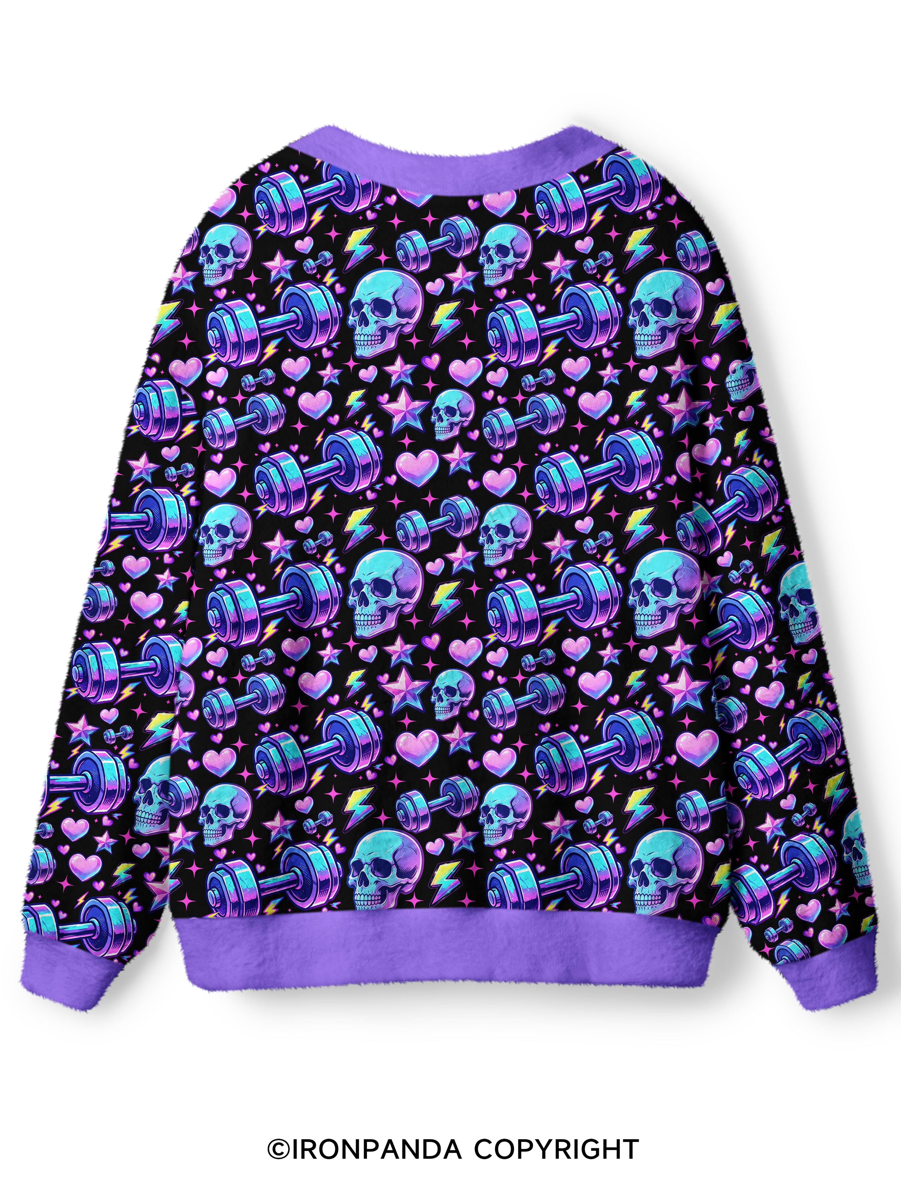 Weightlifting Skull Ugly Cardigan Sweater