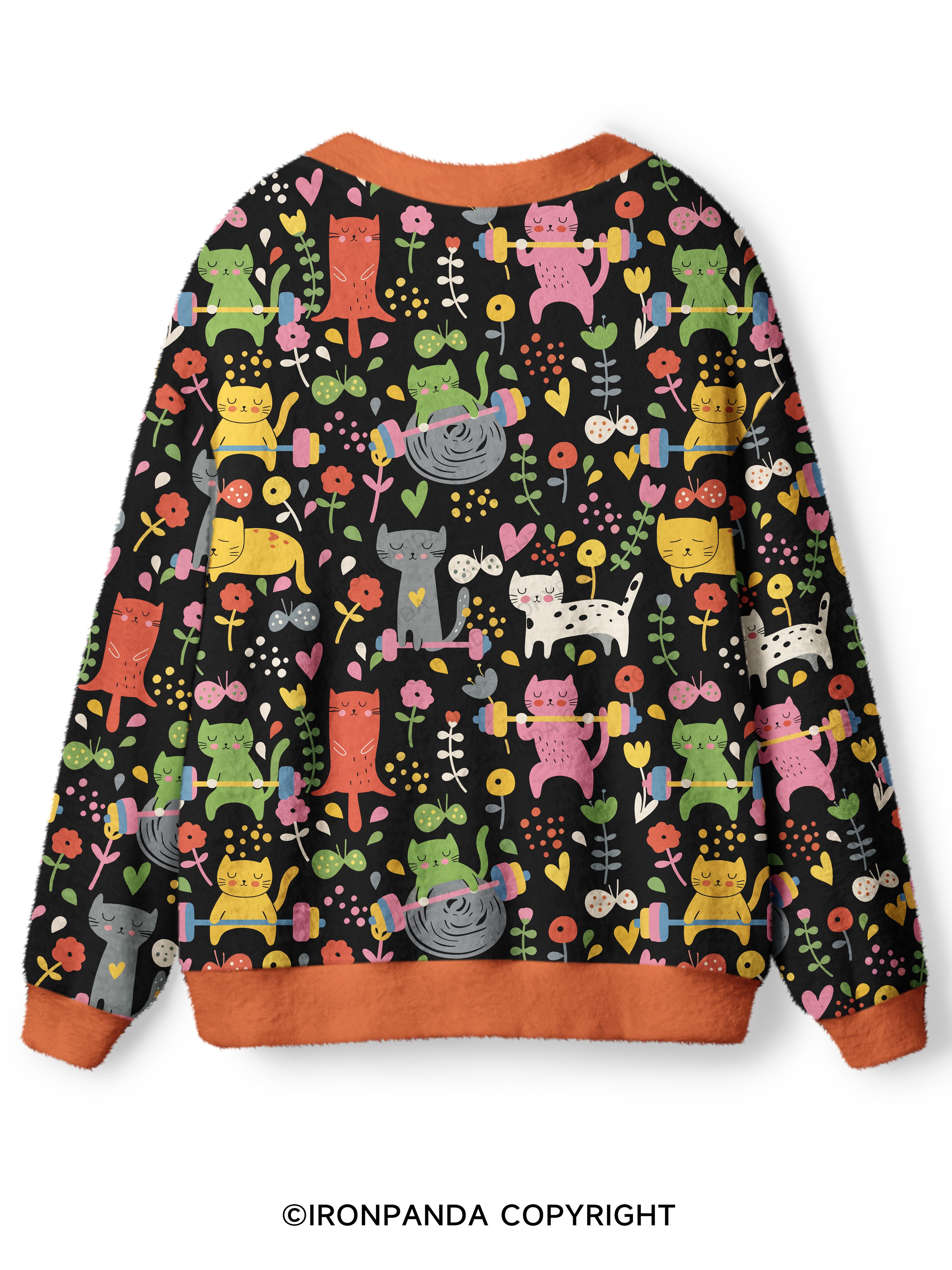 Cats Lift Heavy Ugly Cardigan Sweater