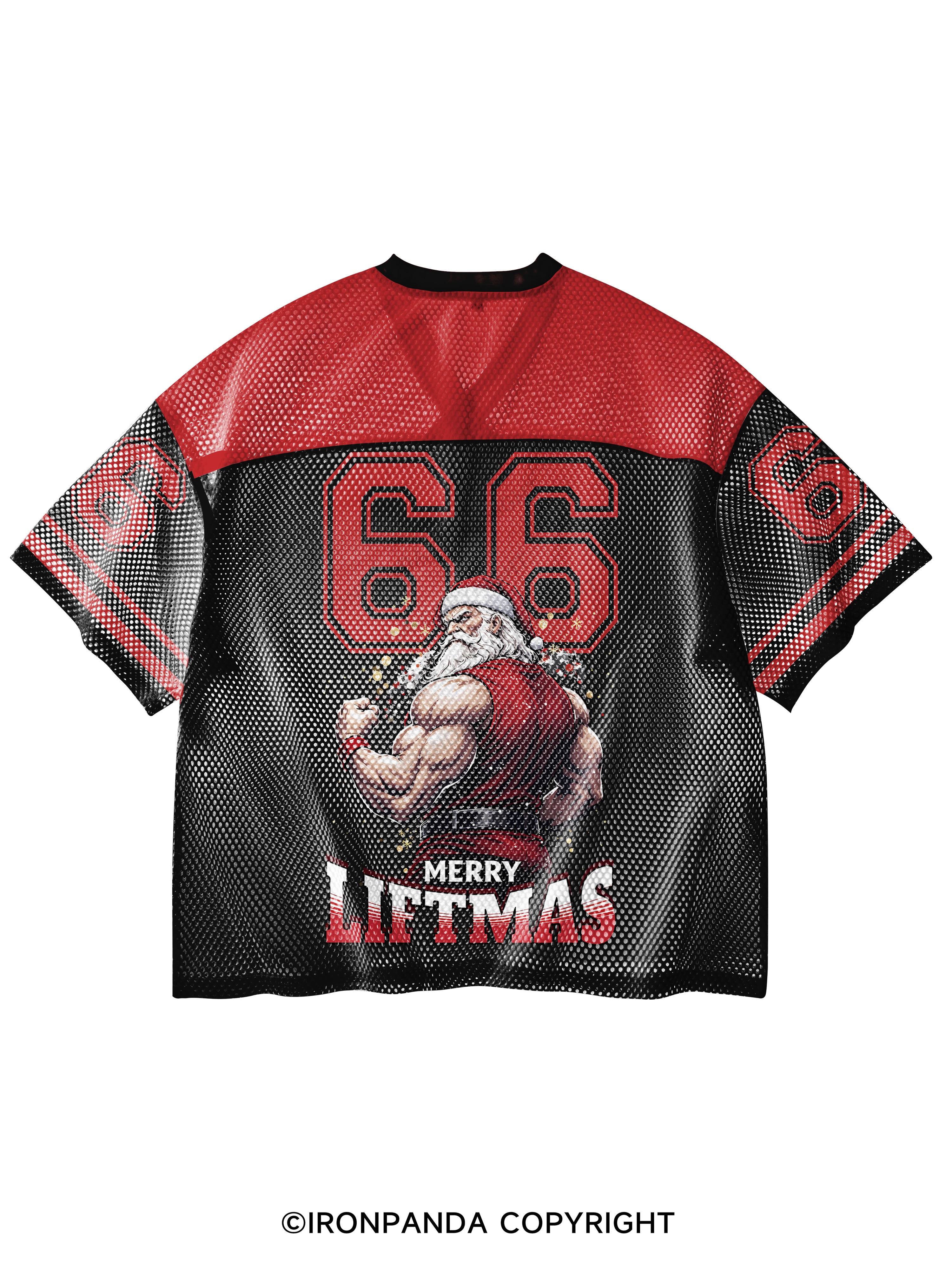 Merry Liftmas V-Neck Open Hole Mesh Top
