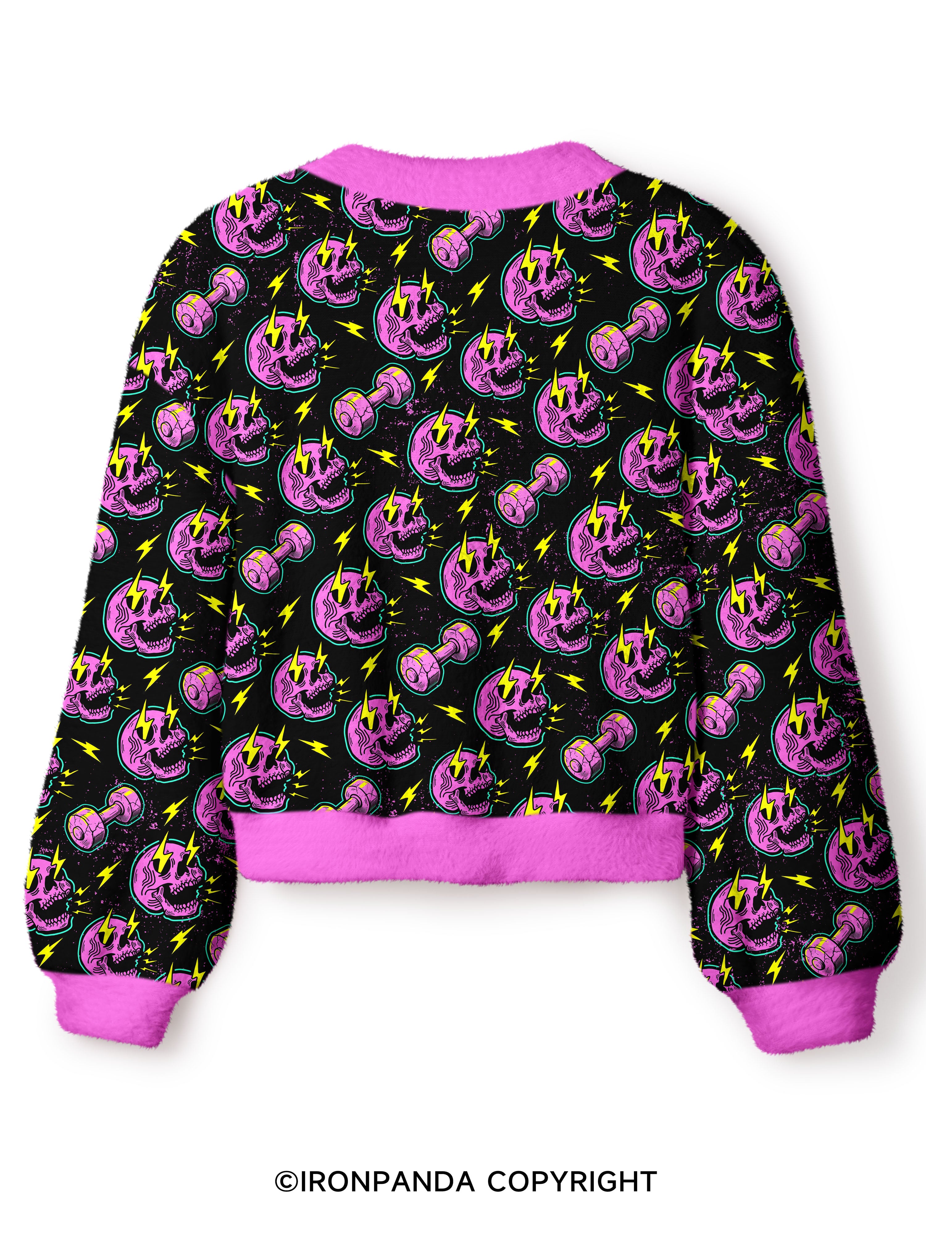LIGHTNING SKELETON Crop Ugly Cardigan Sweater
