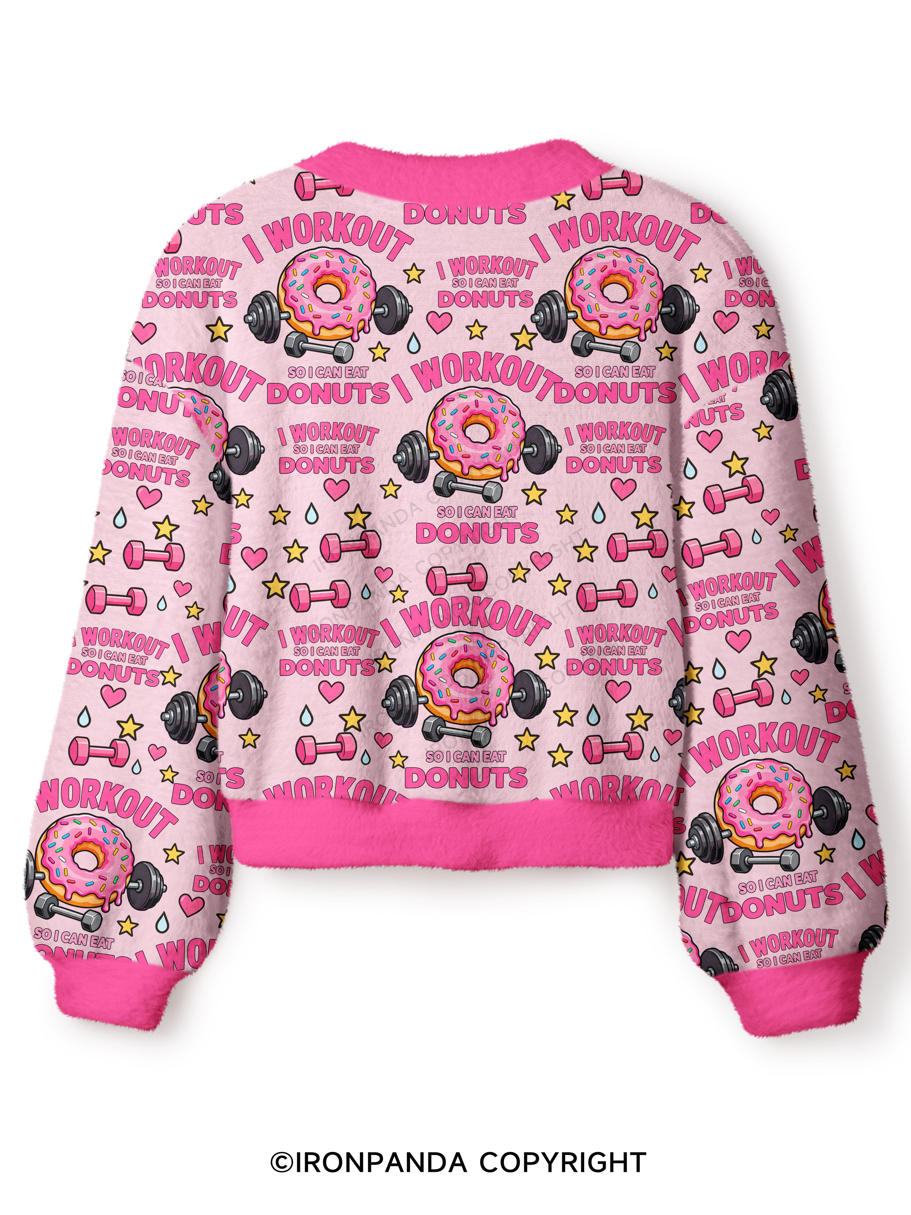I Workout So I Can Eat Donuts Crop Ugly Cardigan Sweater