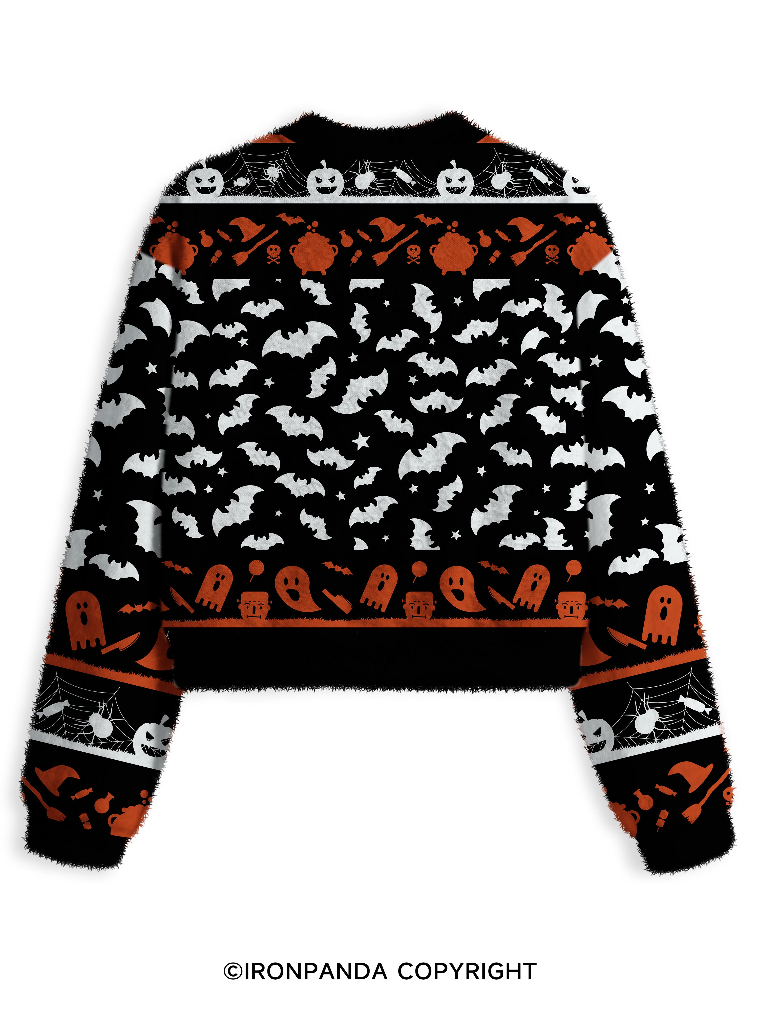 NO TRICKS JUST REPS Fuzzy Fleece Crop Sweater