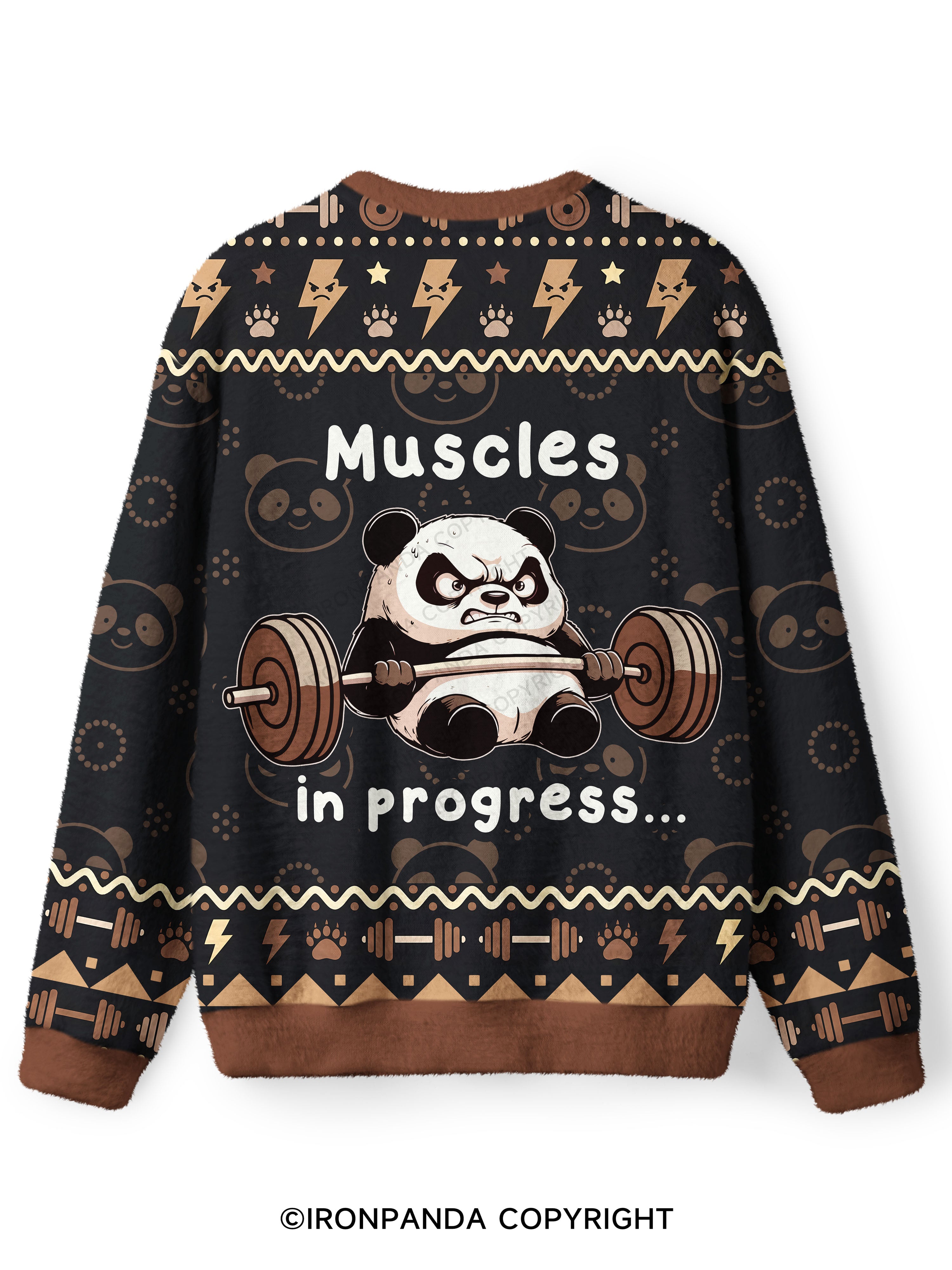 muscles in progress panda Ugly Fuzzy Fleece Sweater