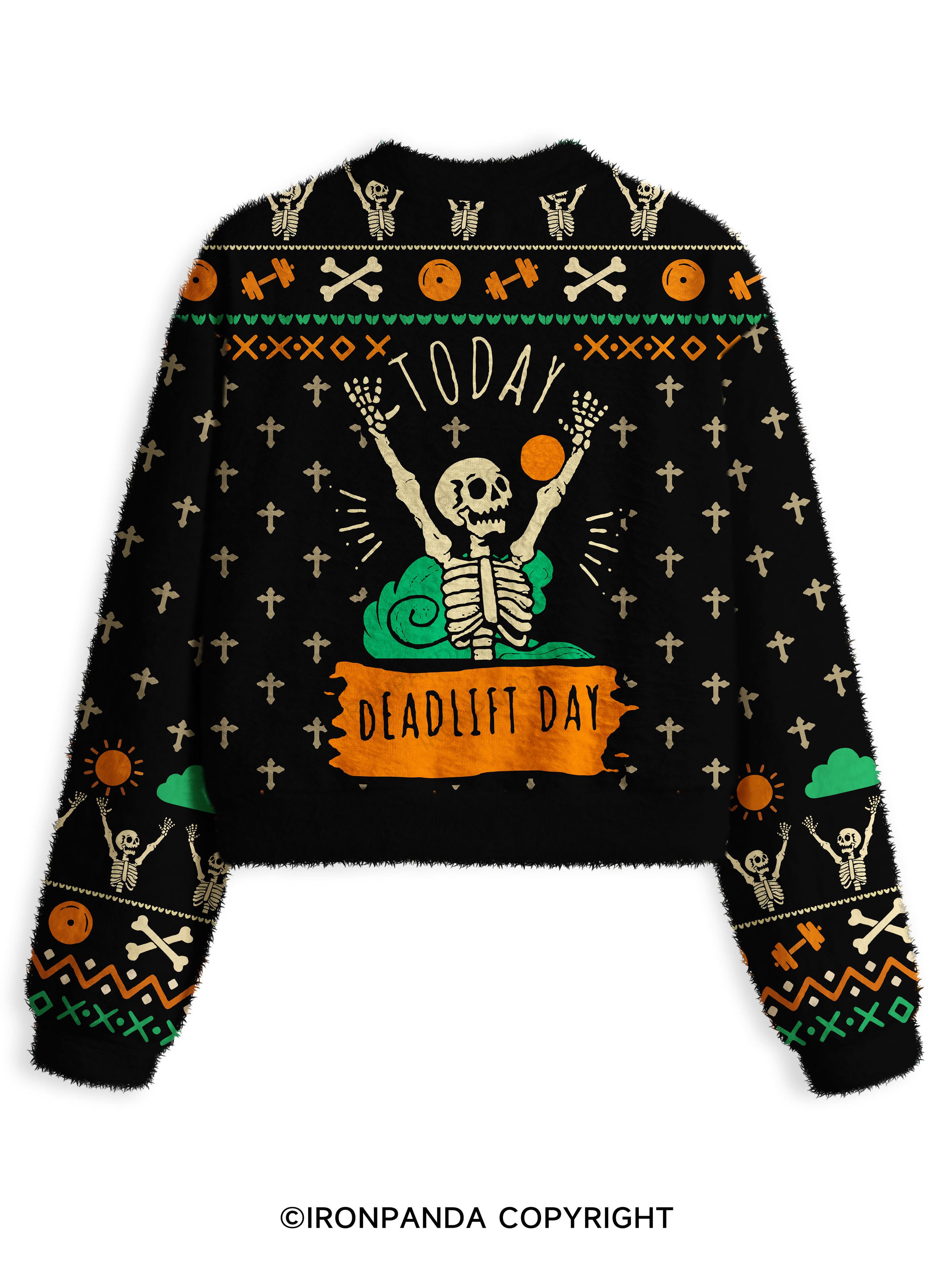 Today DeadLift Day Fuzzy Fleece Crop Sweater