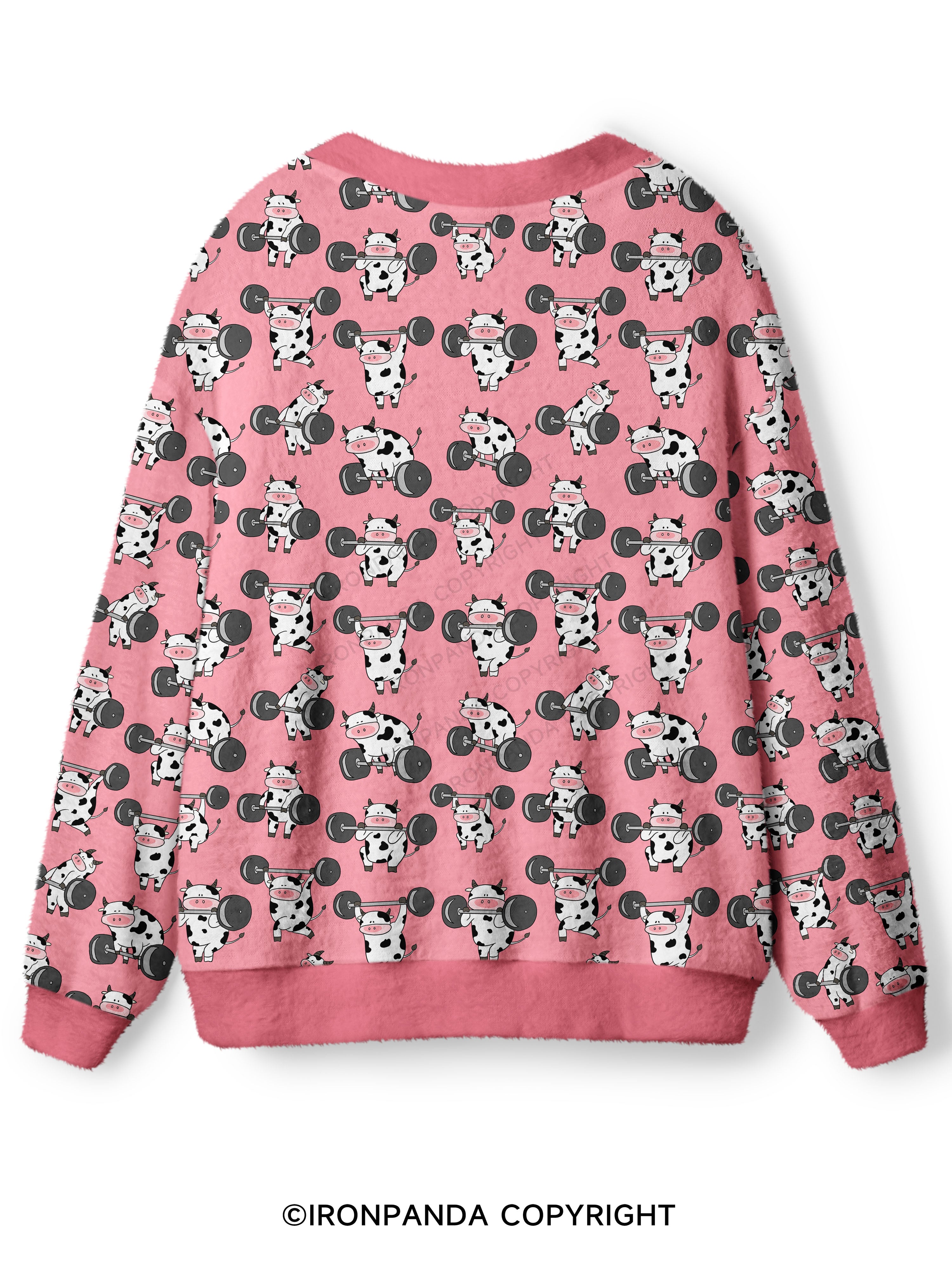 Ironpanda Lift Heavy Dairy Cow Ugly Cardigan Sweater