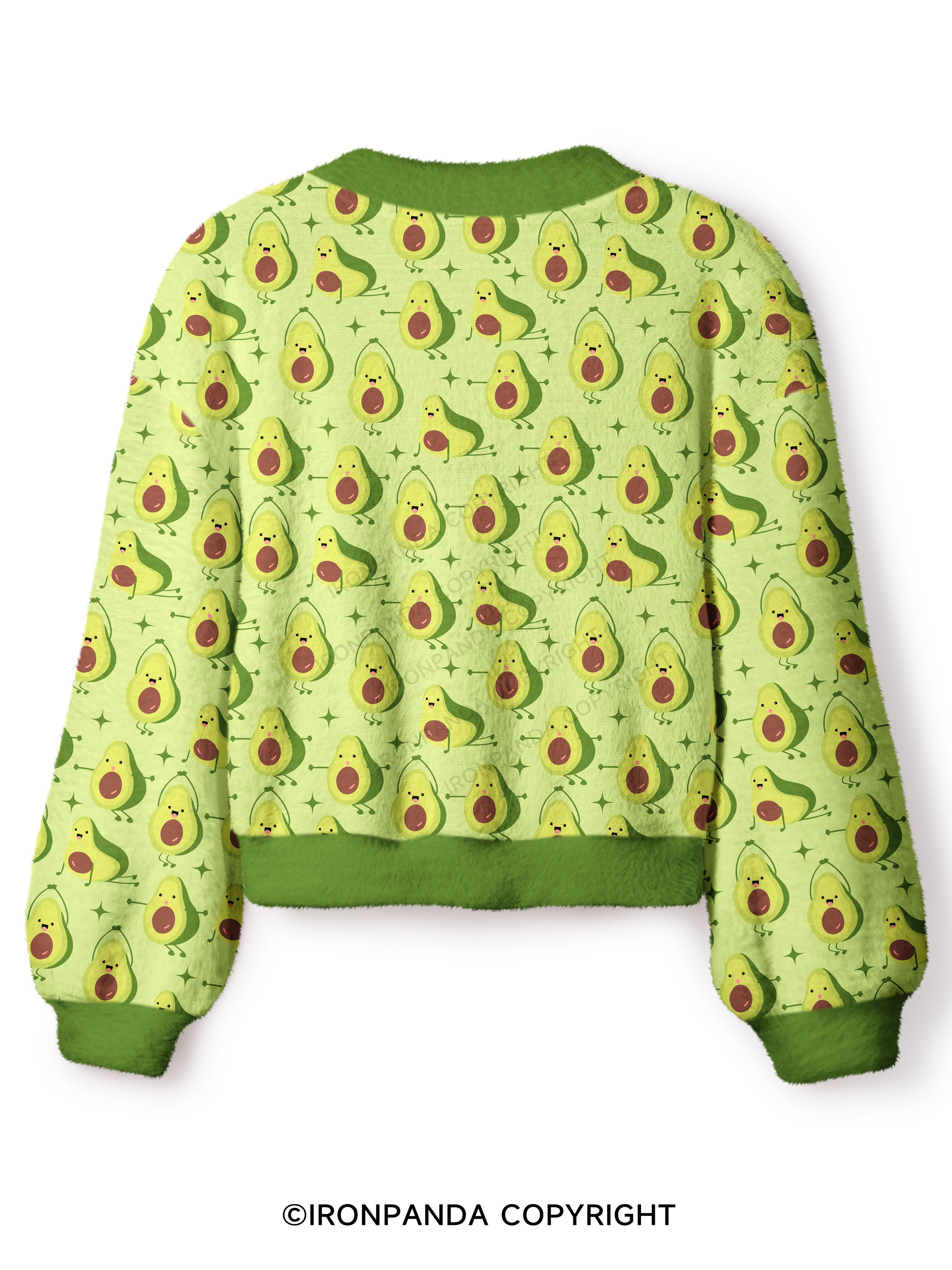 Burpee Avocado Crop Ugly Cardigan Sweater