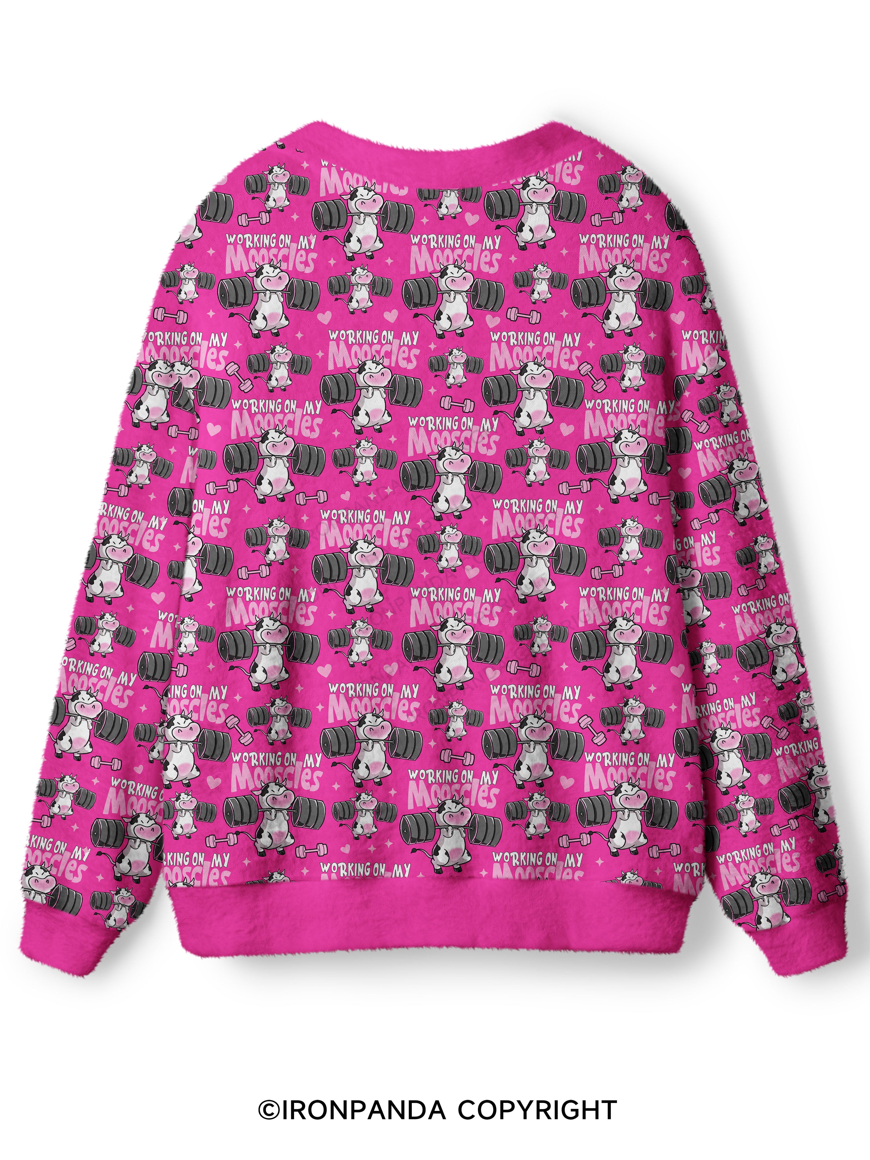 WORKING ON MY MOOSCLES Ugly Cardigan Sweater
