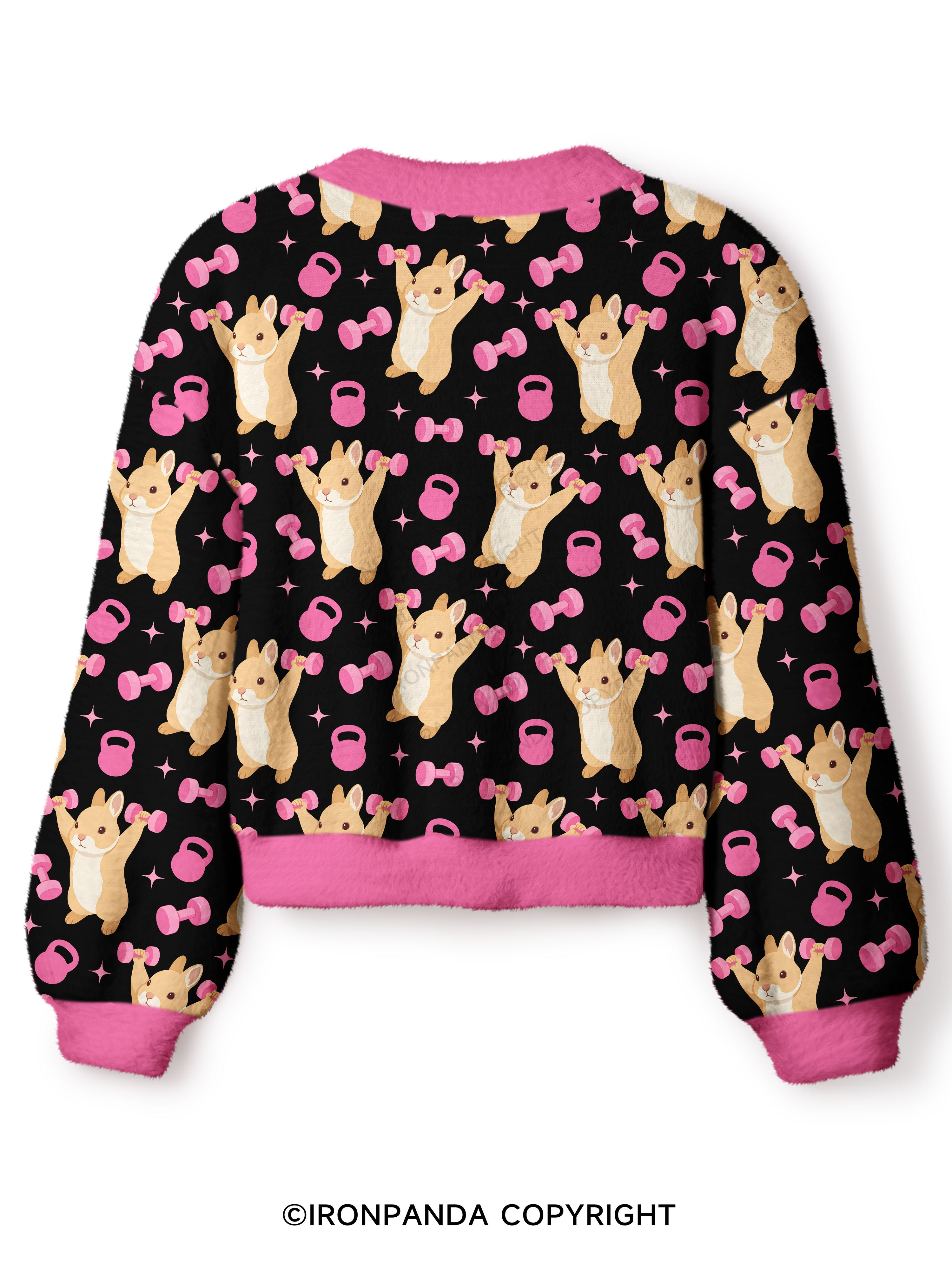 I AM A STRONG BUNNY Crop Ugly Cardigan Sweater