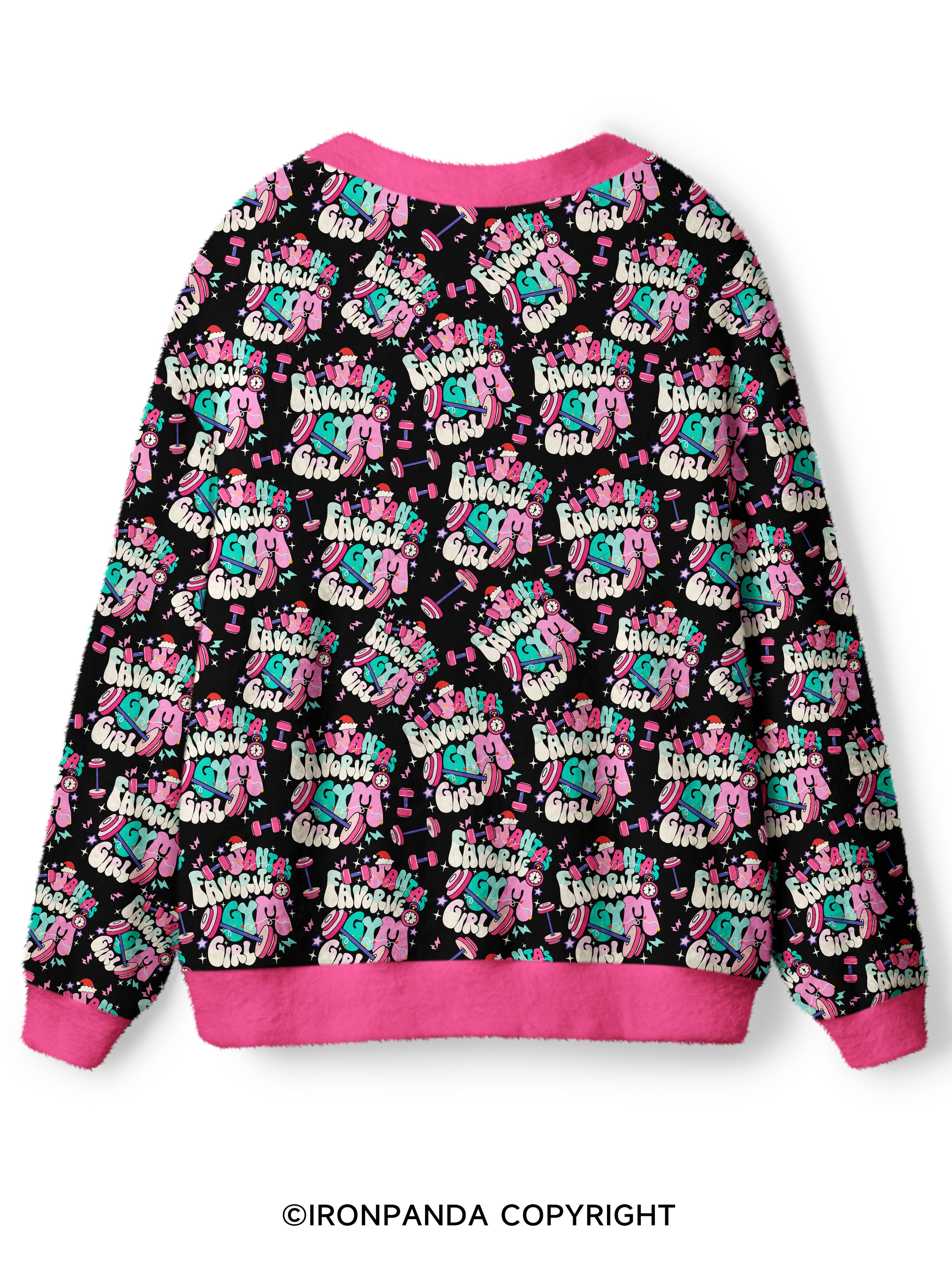 Santa Favorite Gym Girl Ugly Cardigan Sweater