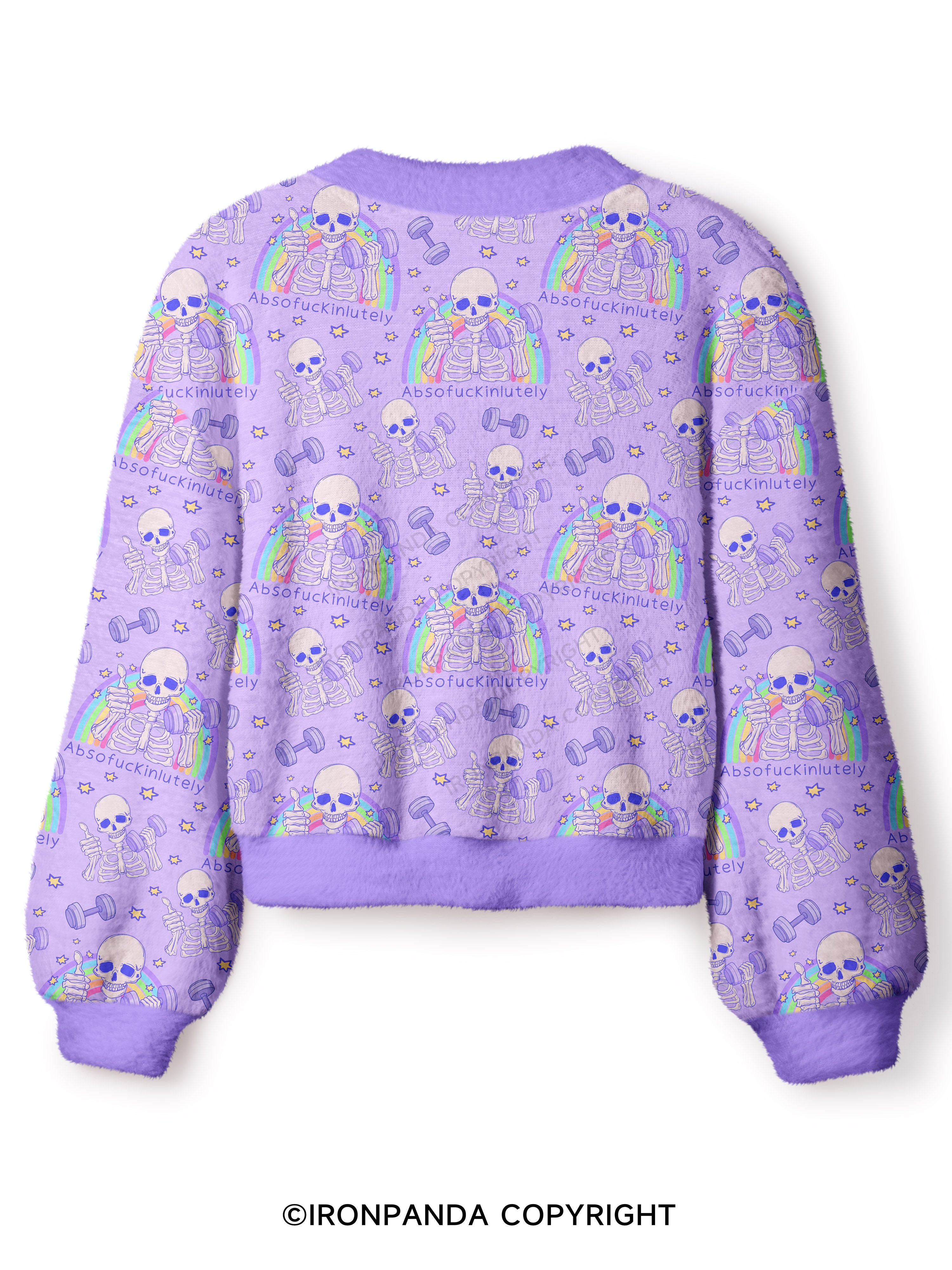 ABSOFUCKINLUTELY GYM SKELETON Crop Ugly Cardigan Sweater
