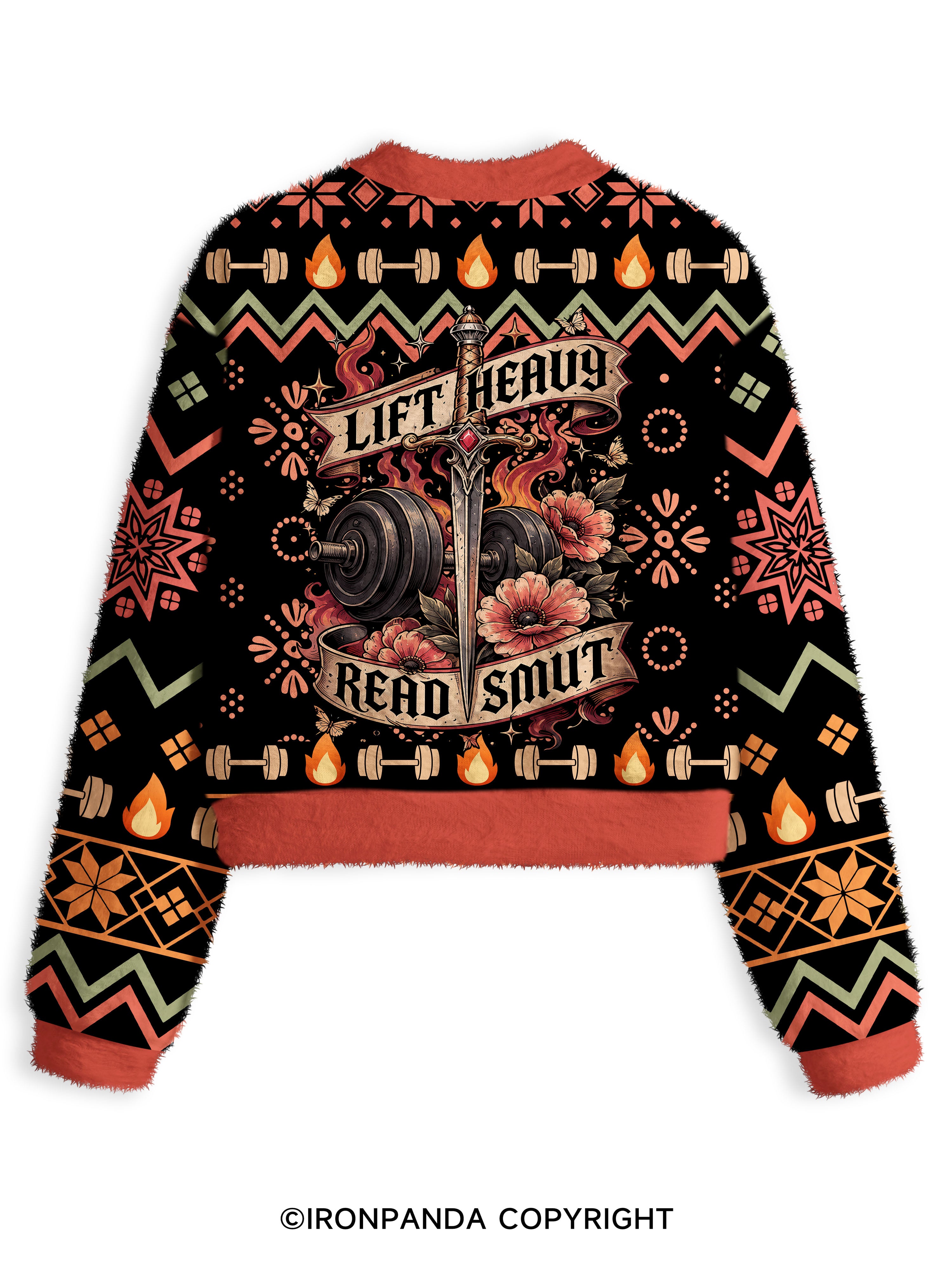 Lift Heavy Read Smut Fuzzy Fleece Crop Sweater