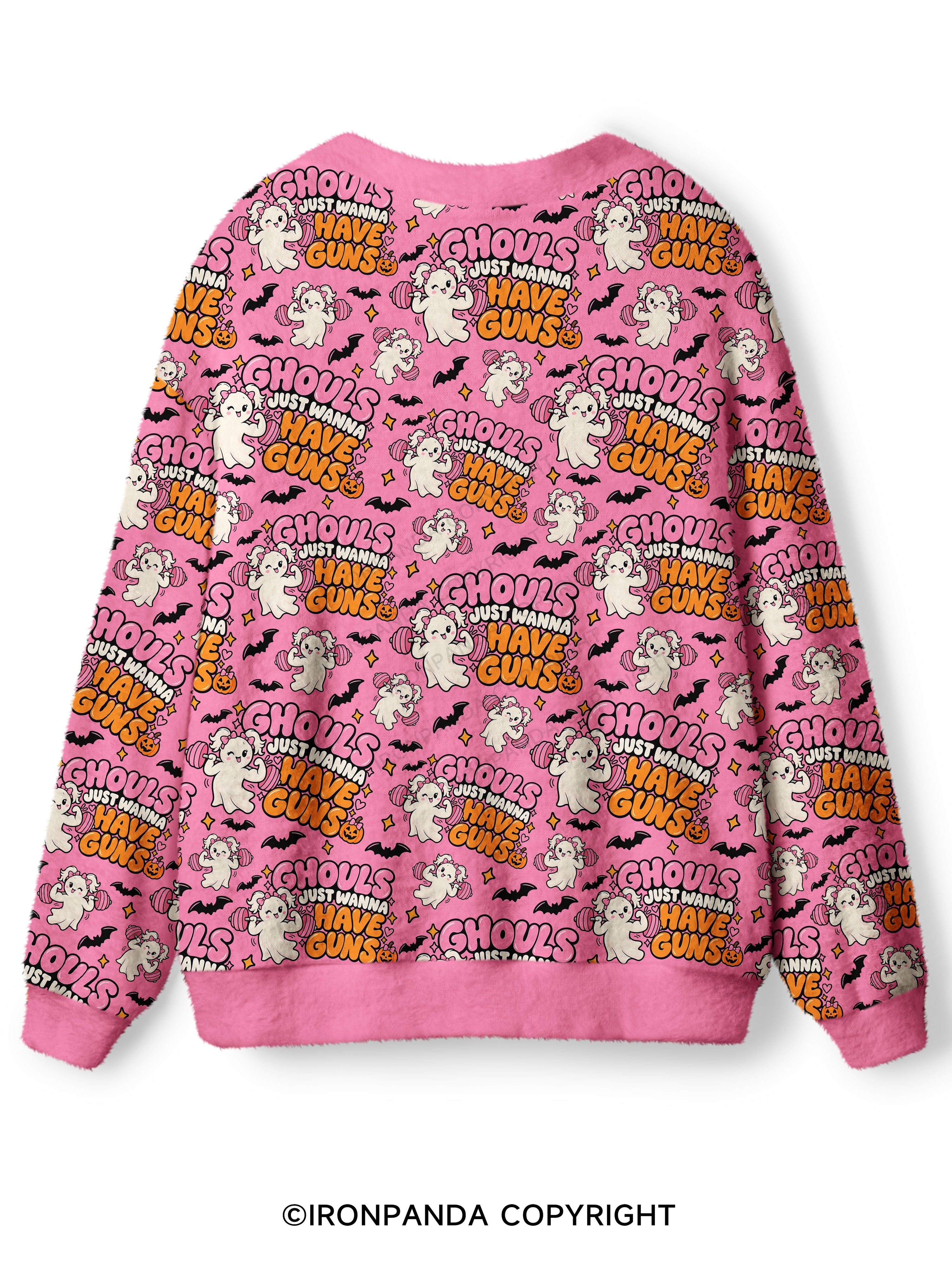 GHOULS JUST WANNA HAVE GUNS Ugly Cardigan Sweater