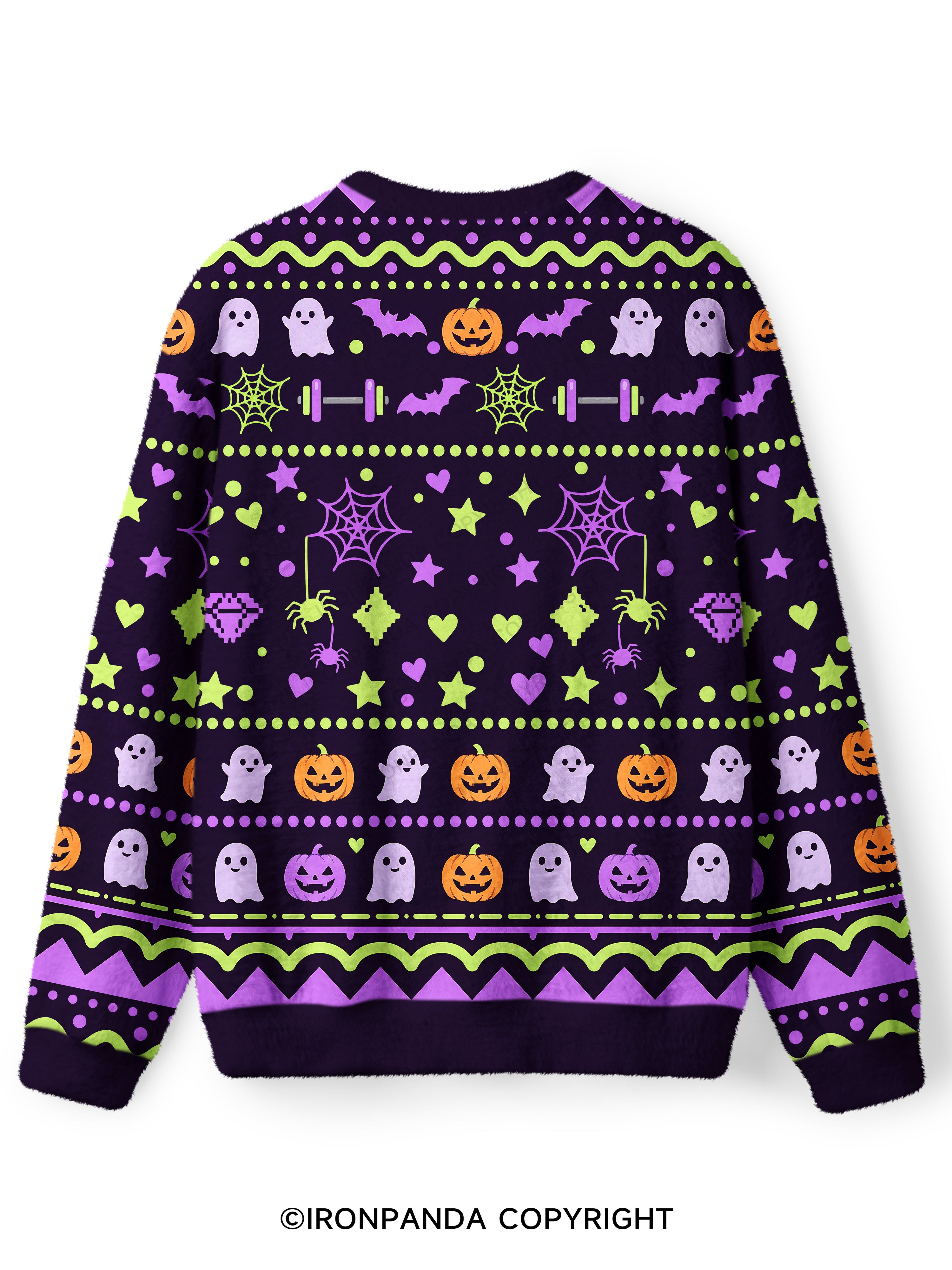SCARY STRONG HALLOWEEN GHOST Ugly Fuzzy Fleece Sweater