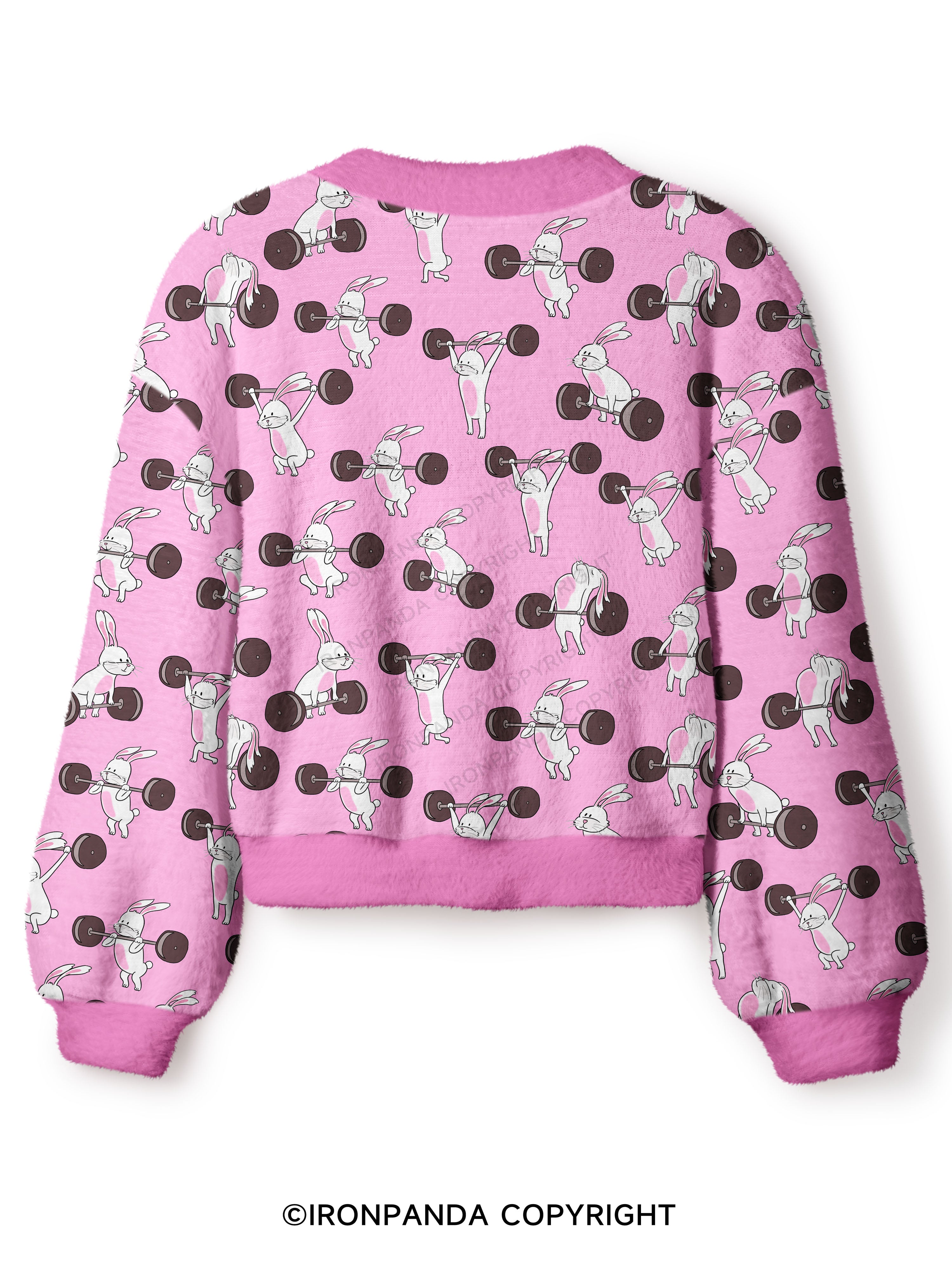 Lift Like Bunny Crop Ugly Cardigan Sweater