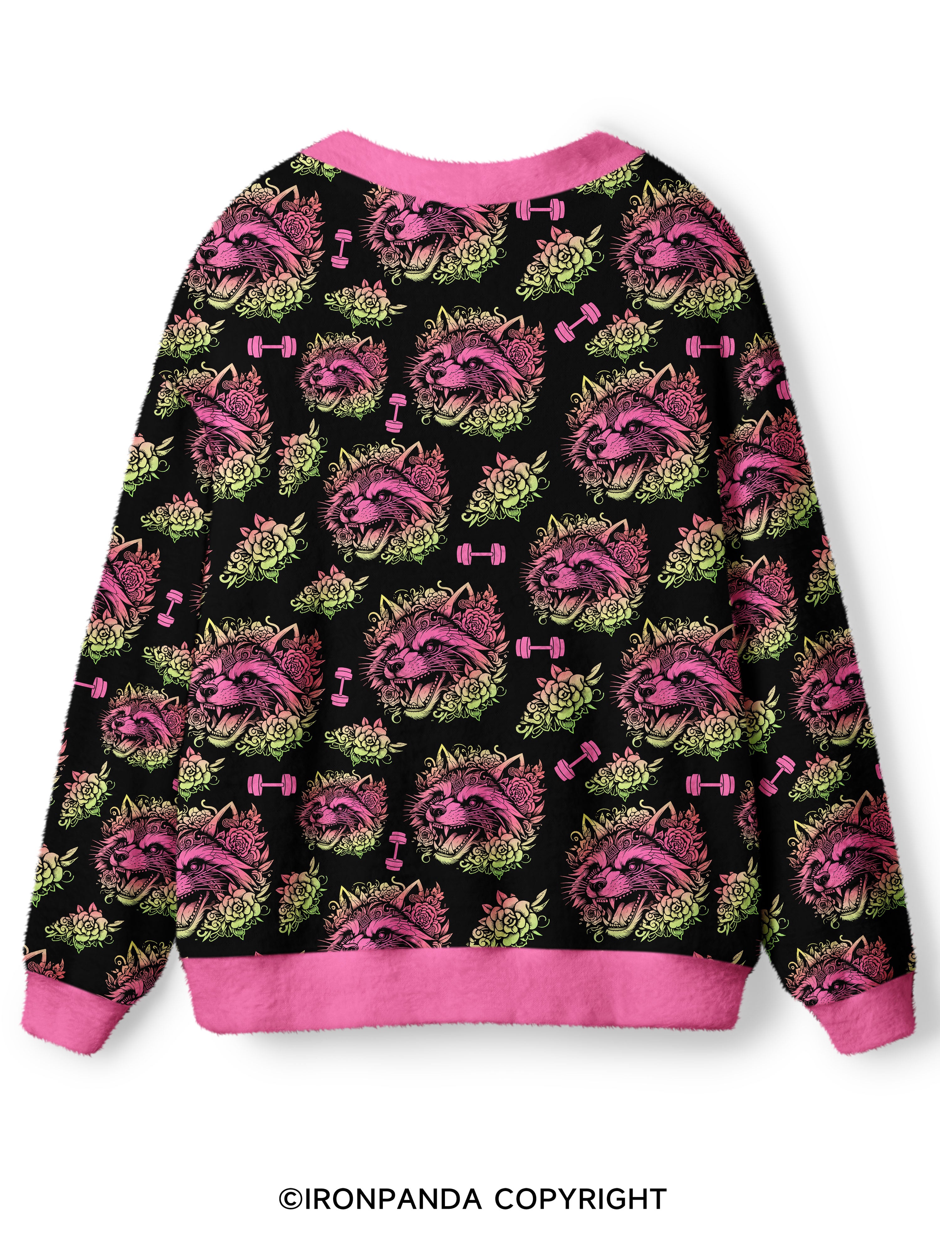 Raccoon Tattoo Print Fitness Ugly Cardigan Sweater
