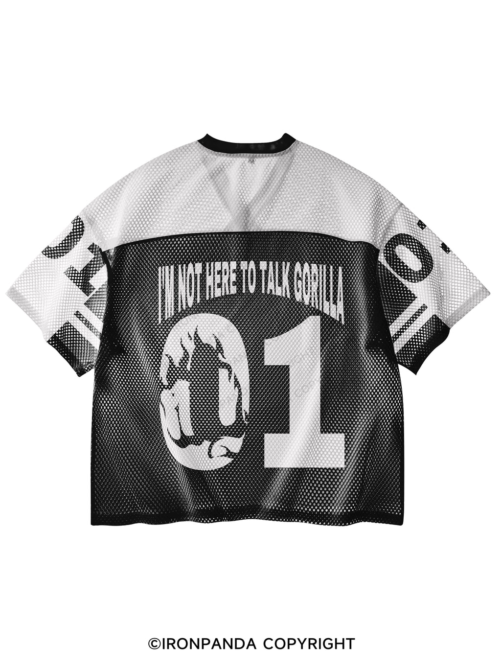 I'M NOT HERE TO TALK GORILLA V-Neck Open Hole Mesh Top