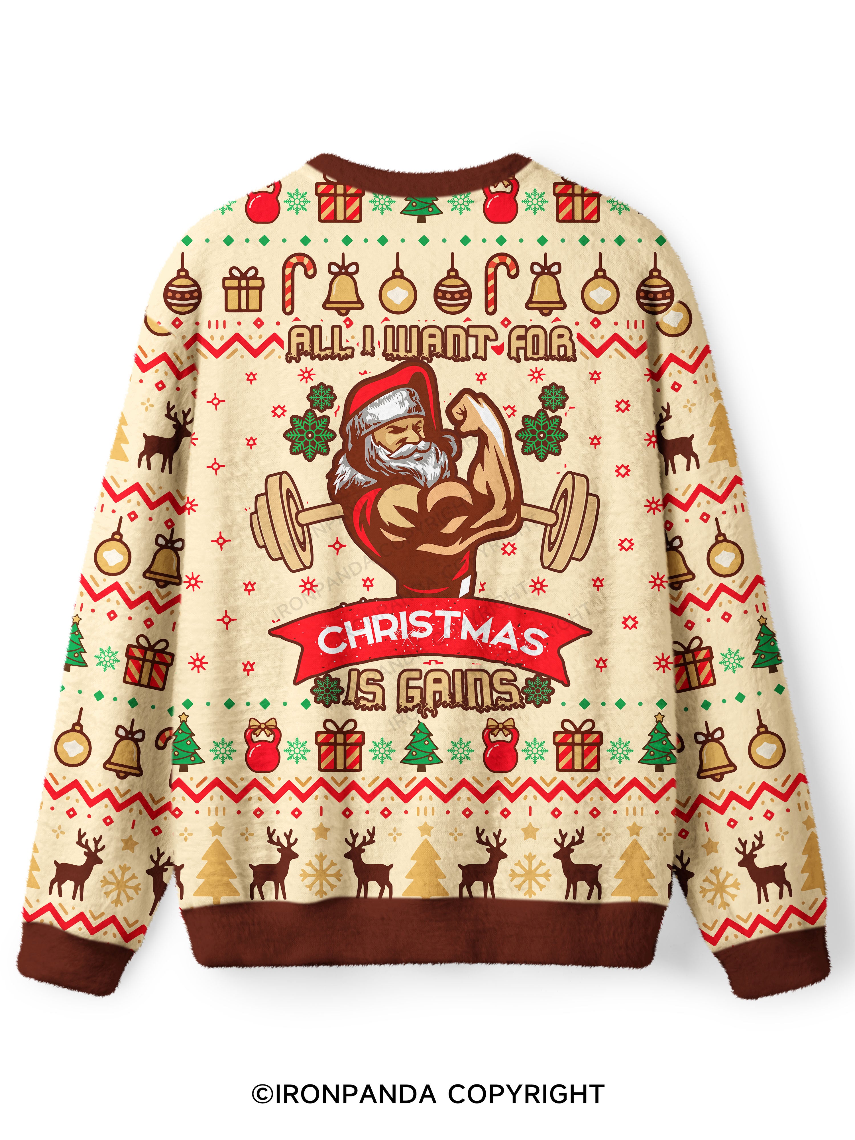 Christmas Workout Funny Motivation Ugly Fuzzy Fleece Sweater