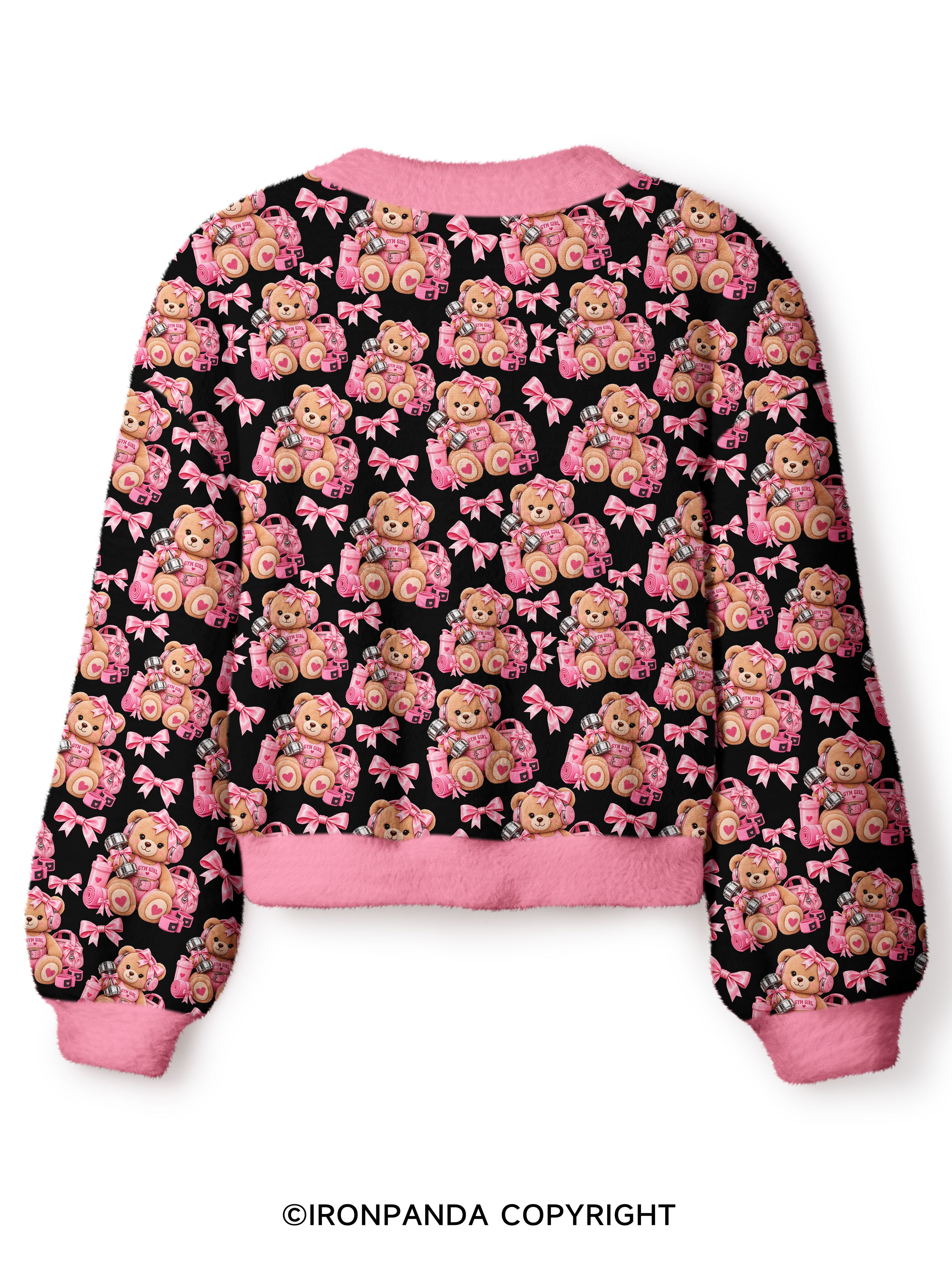 GYM GIRLIE TEDDY BEAR Crop Ugly Cardigan Sweater