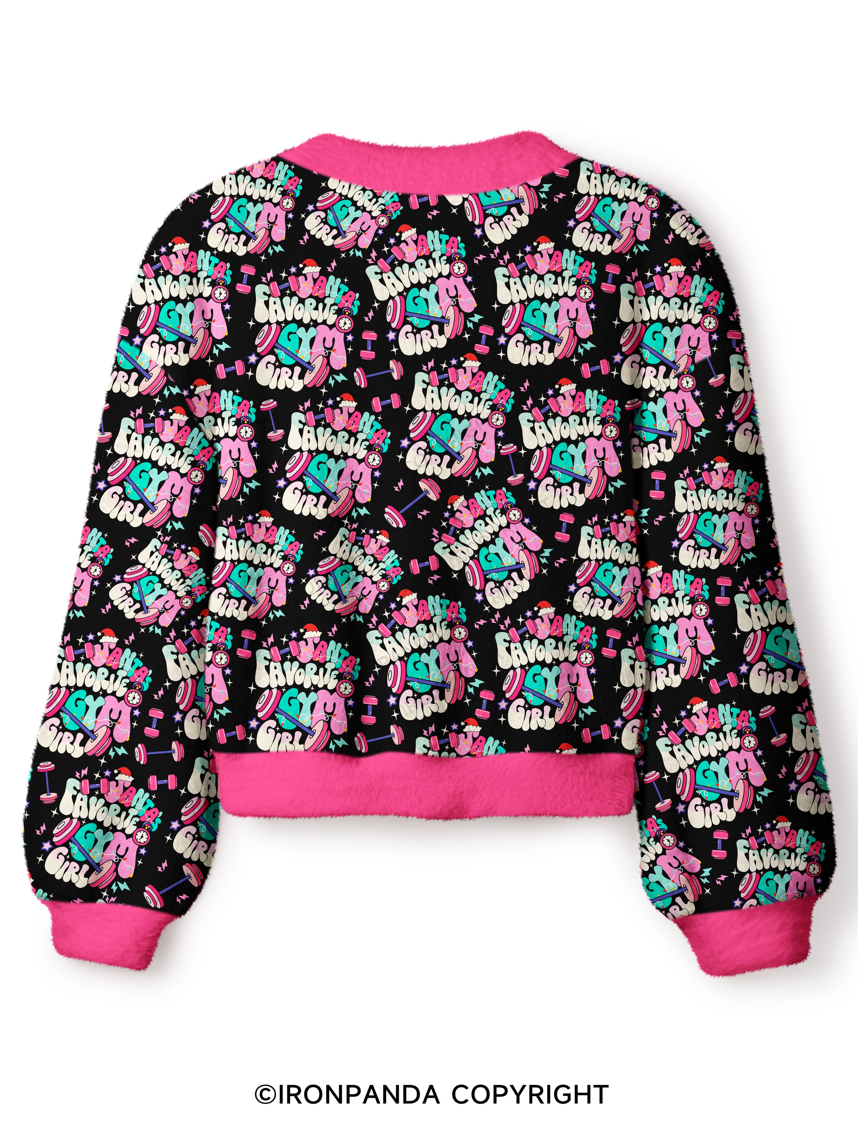 Santa Favorite Gym Girl Crop Ugly Cardigan Sweater