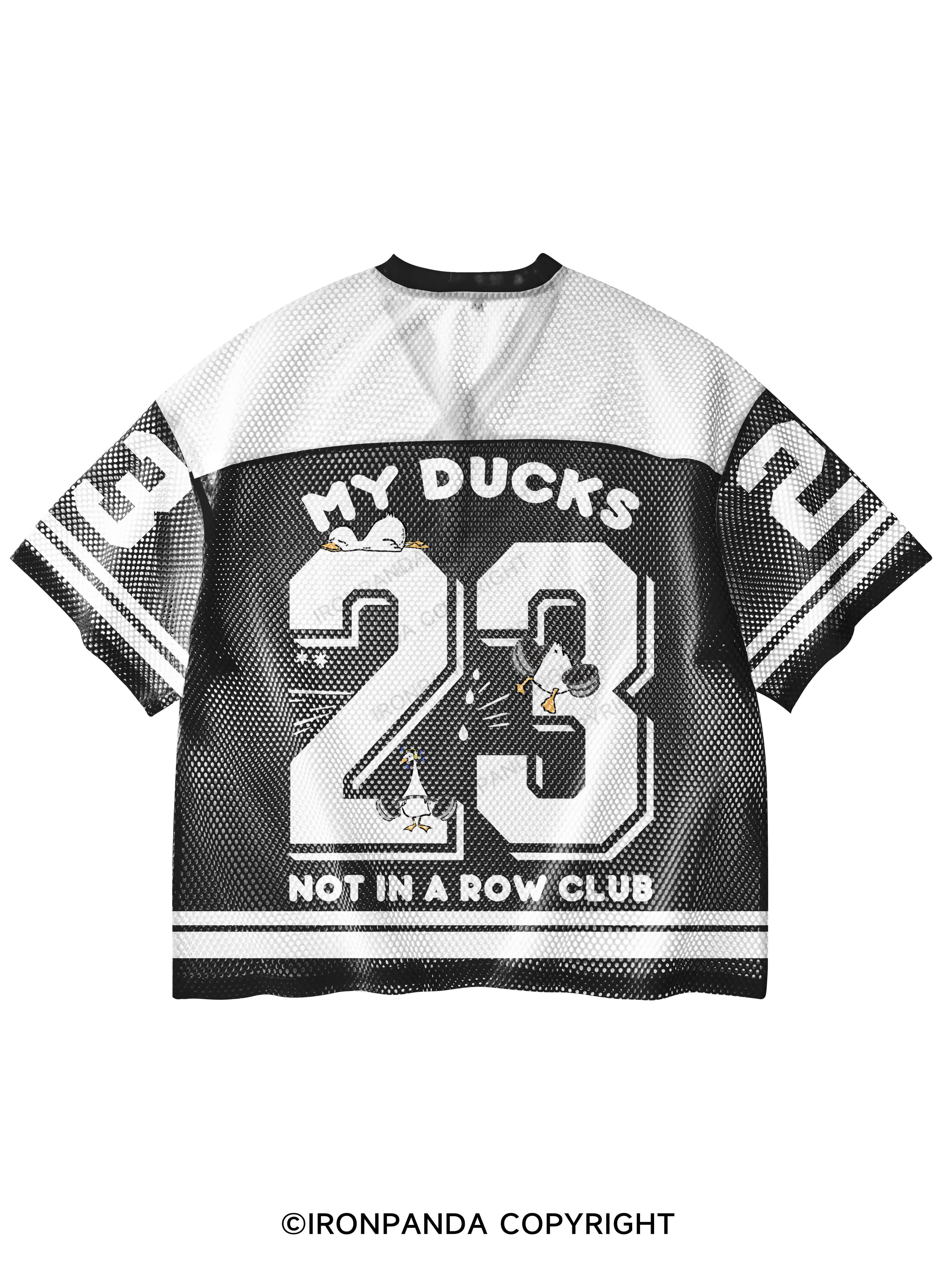 GYM DUCKS V-Neck Open Hole Mesh Top
