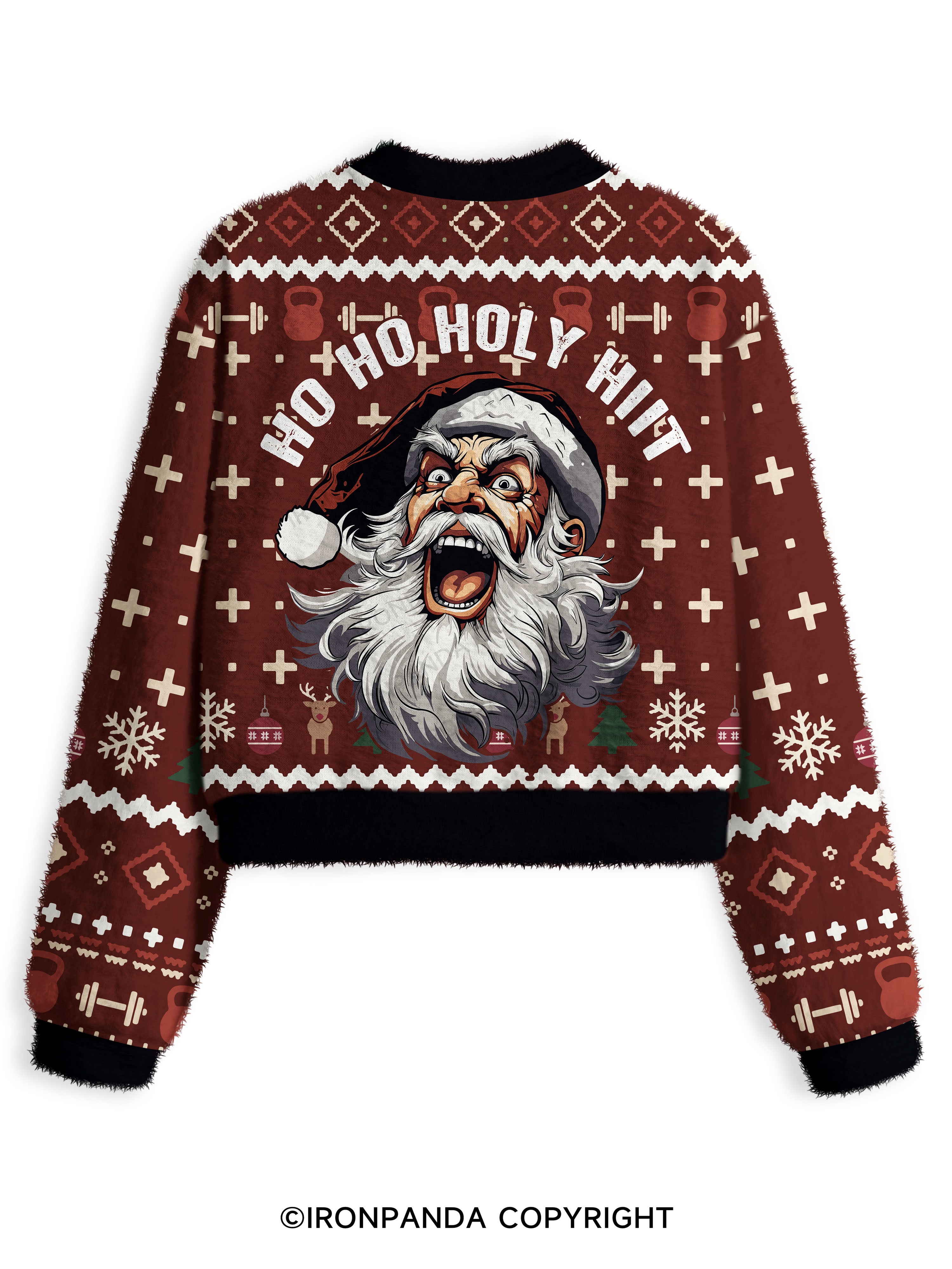 HO HO HOLY HIIT Fuzzy Fleece Crop Sweater