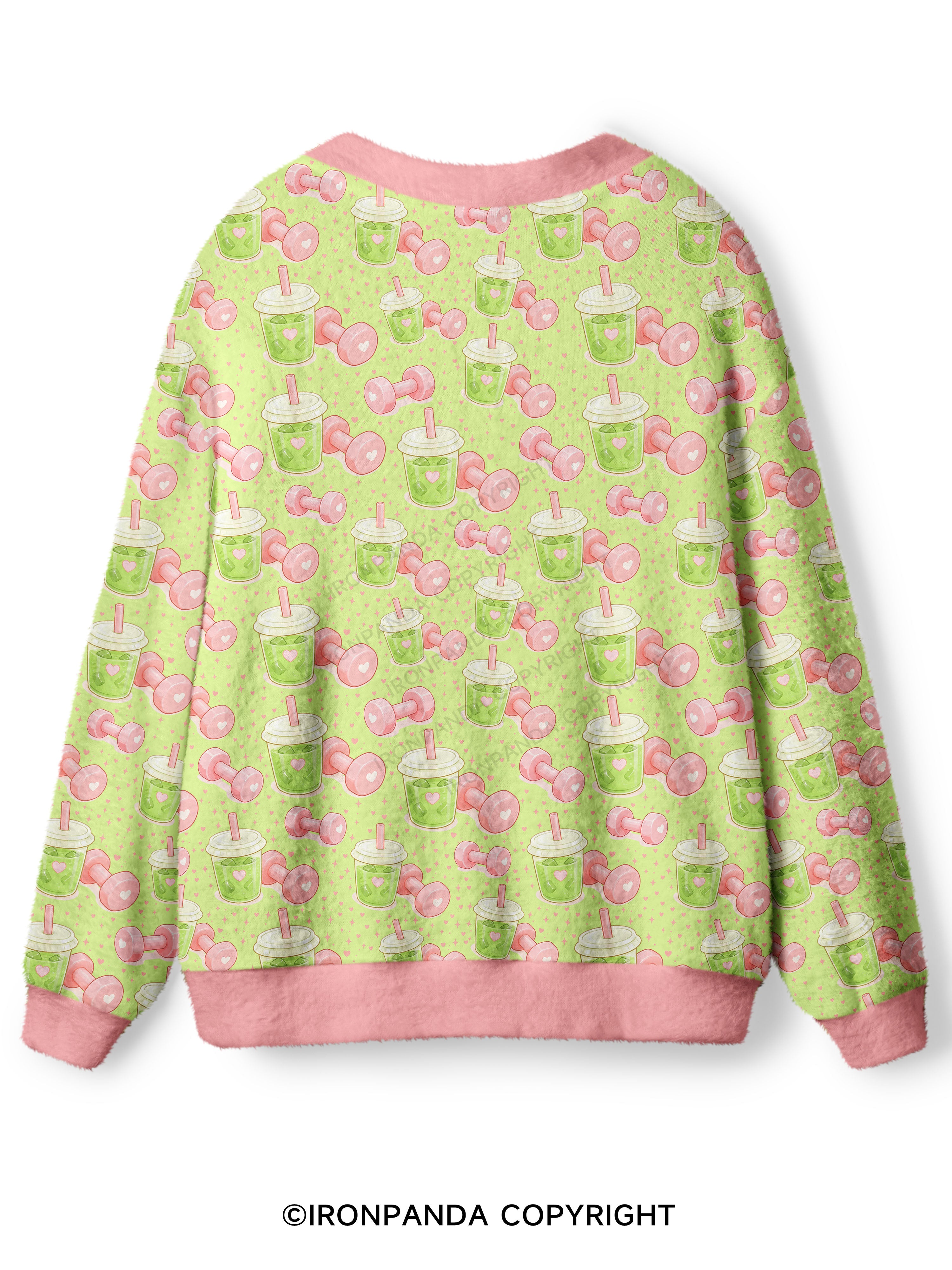 MATCHA & DUMBBELLS Ugly Cardigan Sweater
