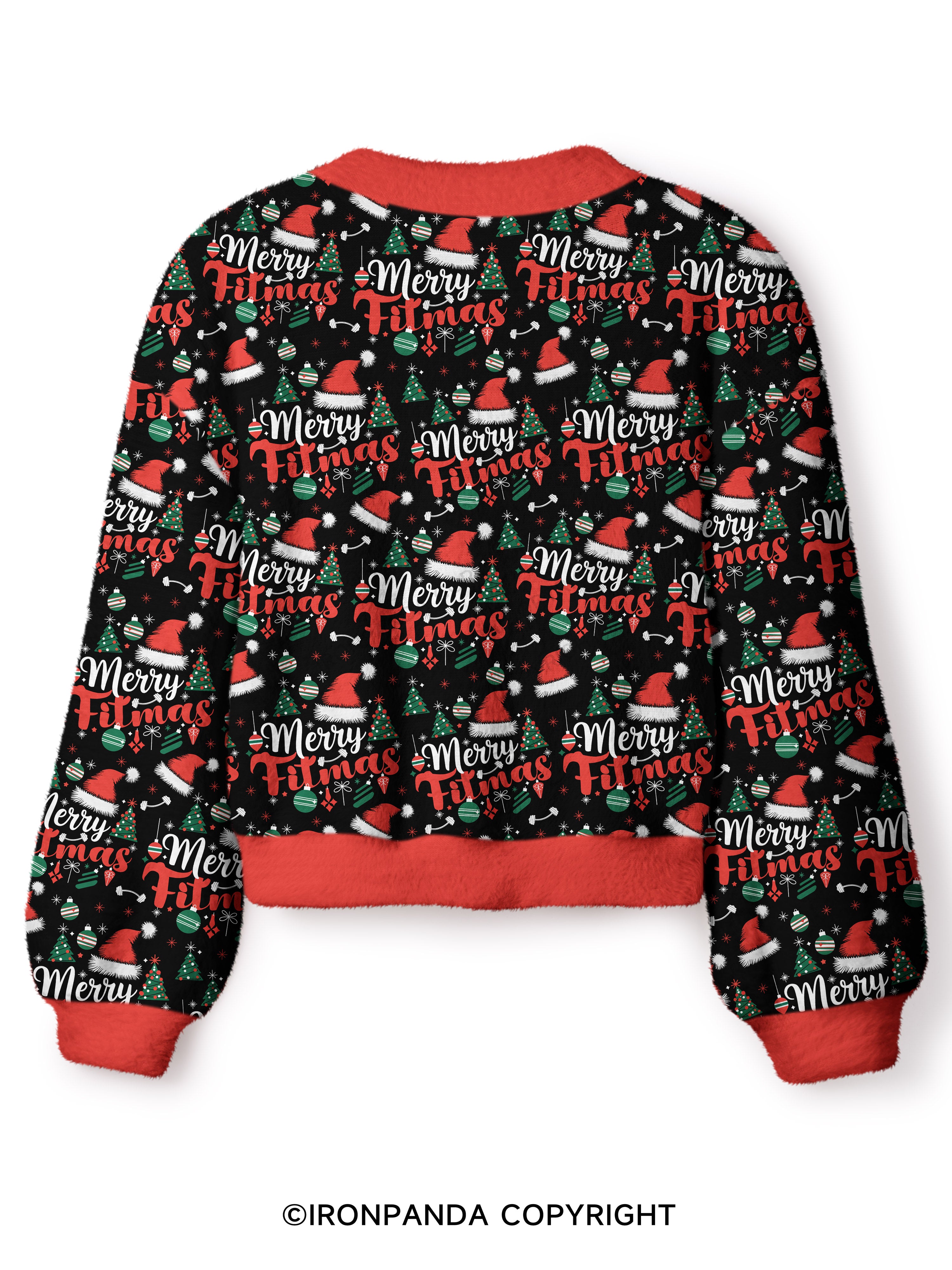Merry Fitmas Crop Ugly Cardigan Sweater