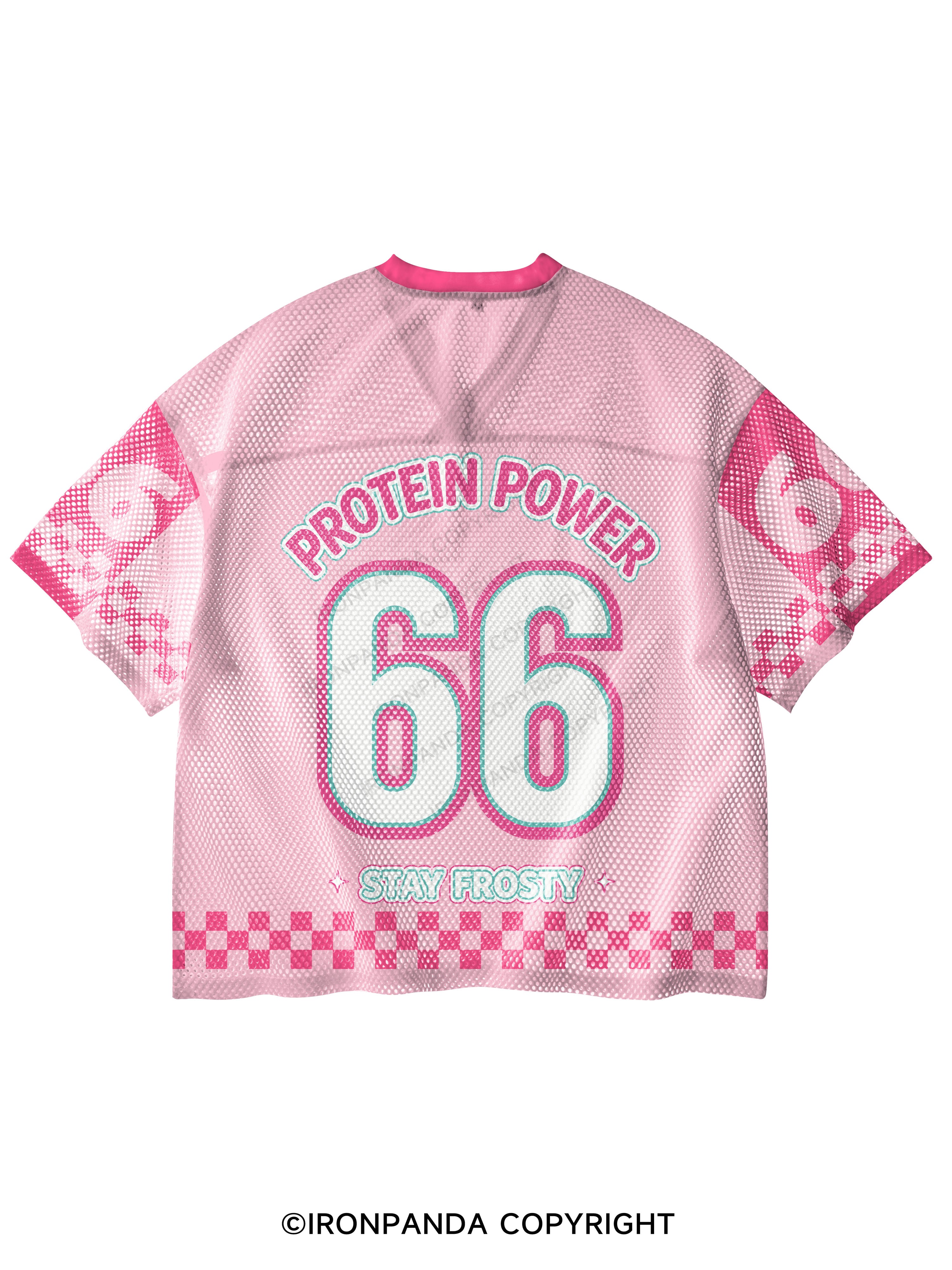 POWERED BY PROTEIN GYM V-Neck Open Hole Mesh Top