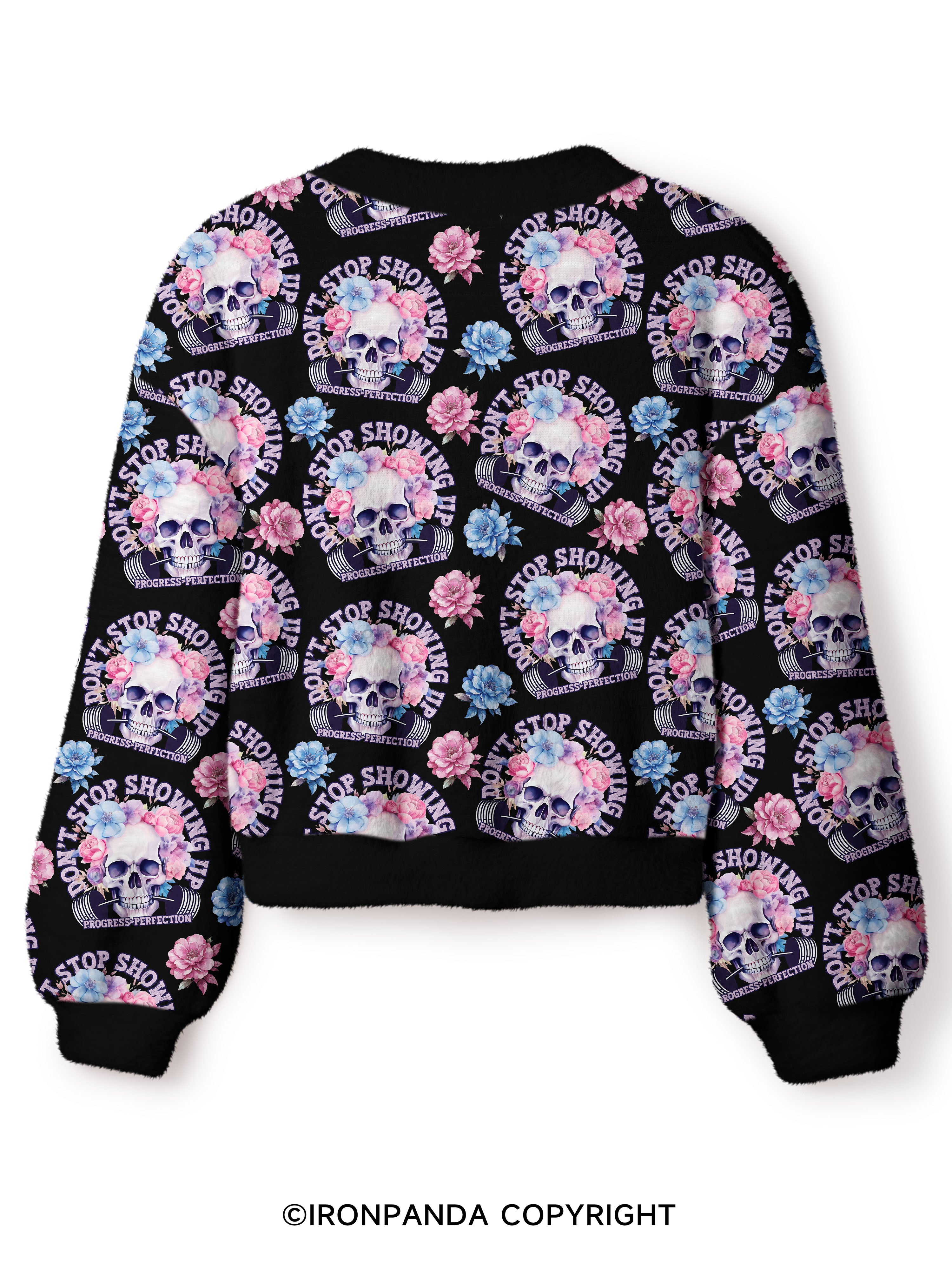 DON’T STOP SHOWING UP PROGRESS-PERFECTION Crop Ugly Cardigan Sweater