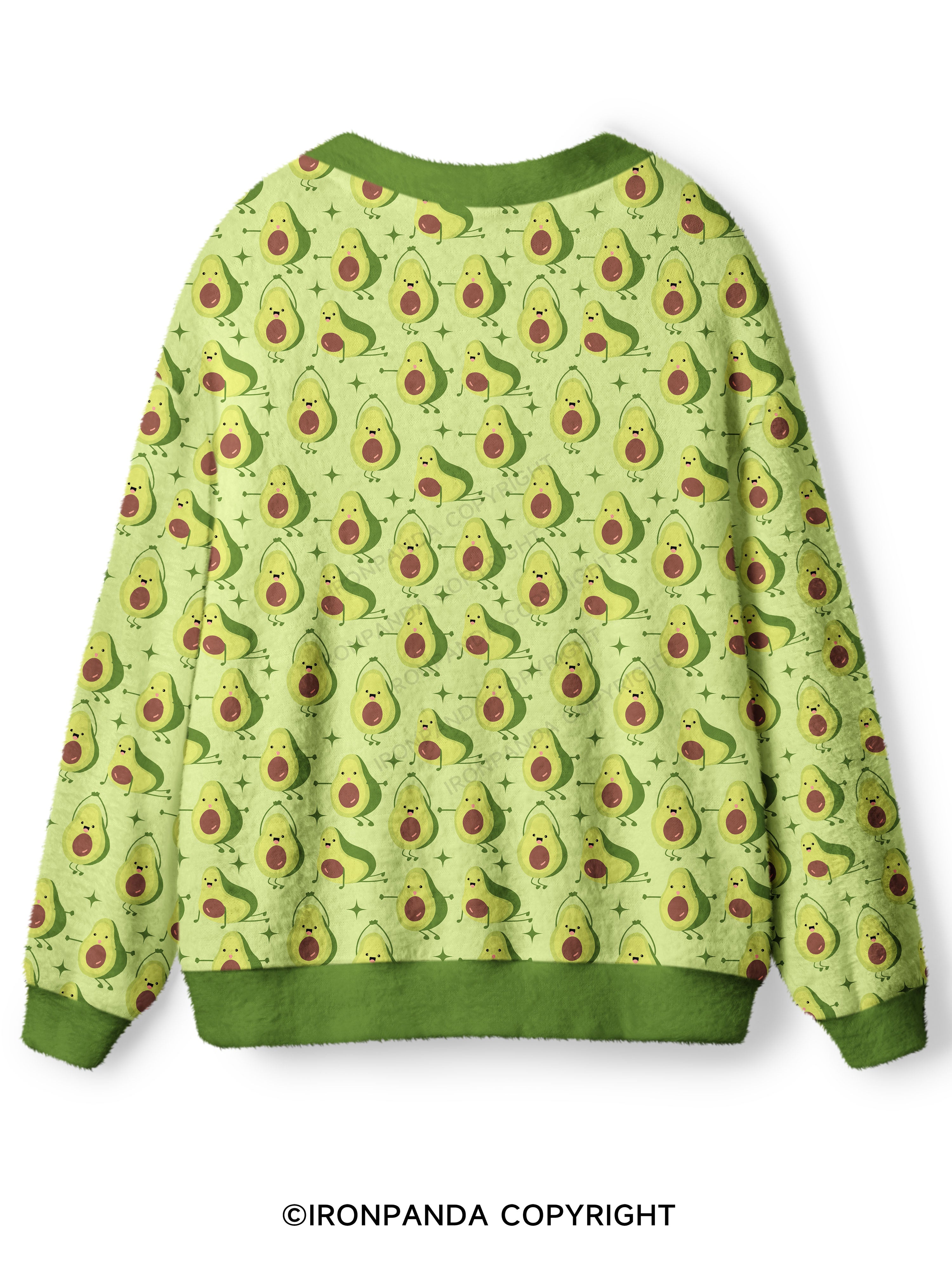 Burpee Avocado Ugly Cardigan Sweater