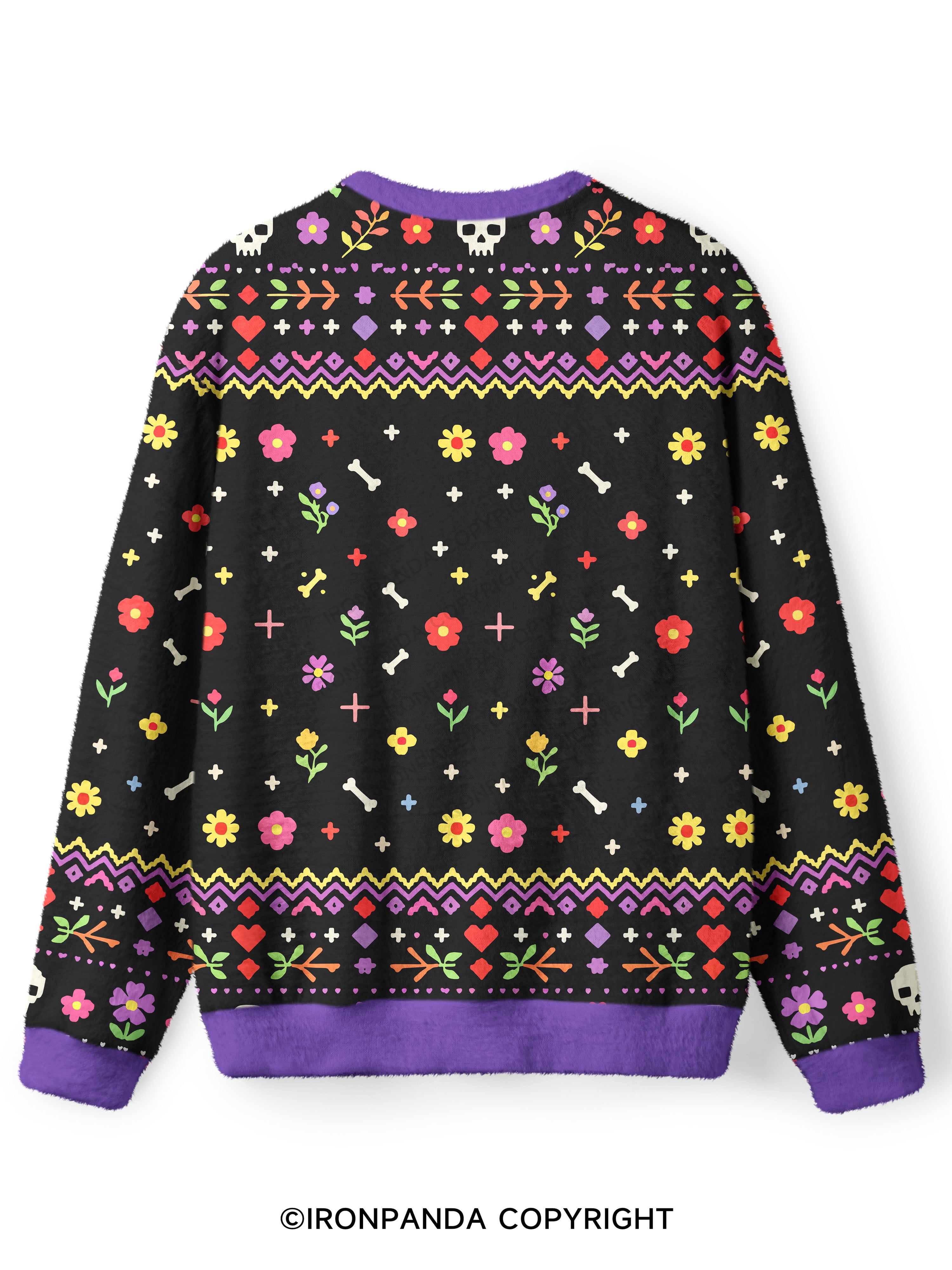 Skull Aesthetic Ugly Fuzzy Fleece Sweater